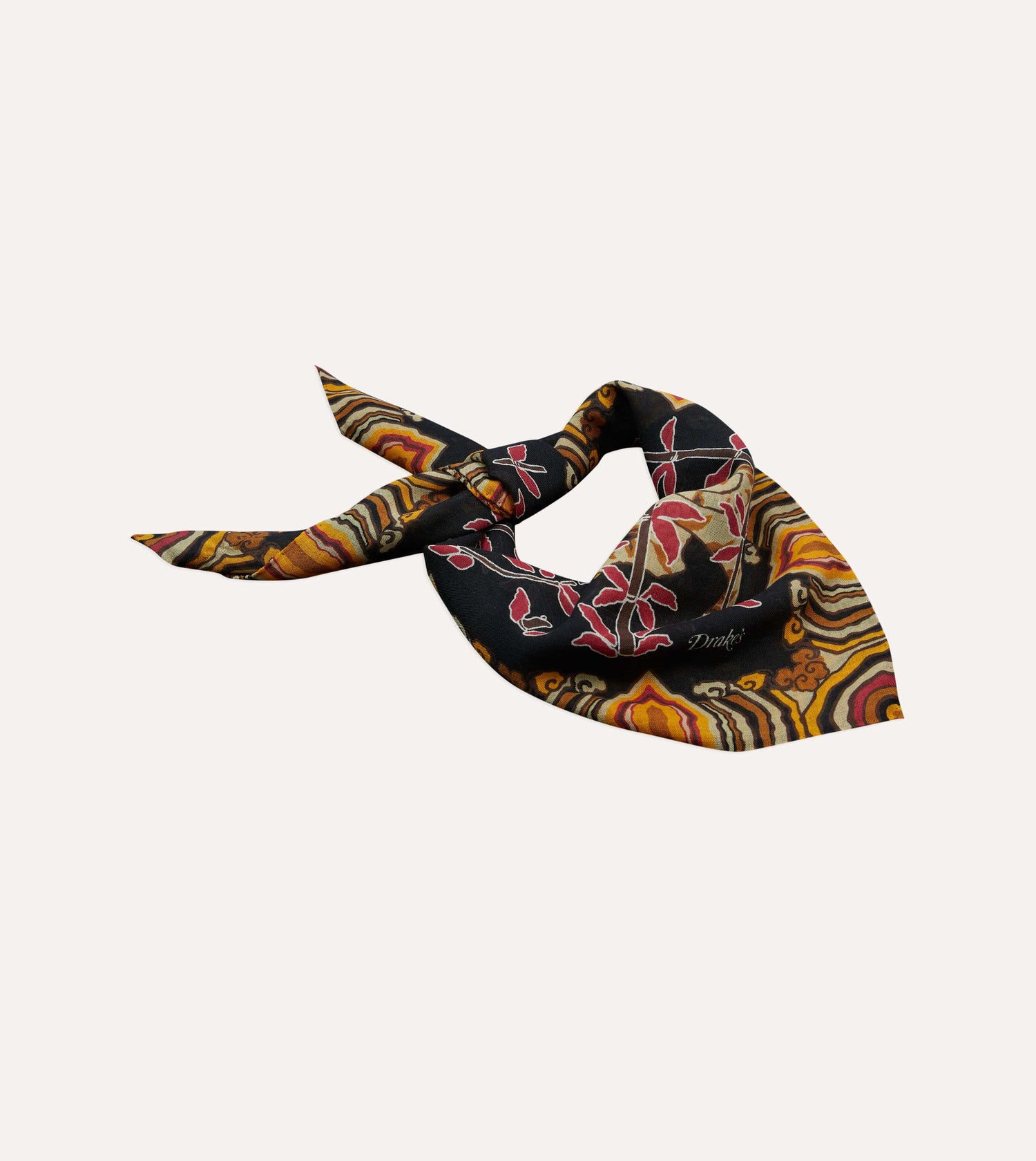Black Tigers Print Wool-Silk Bandana