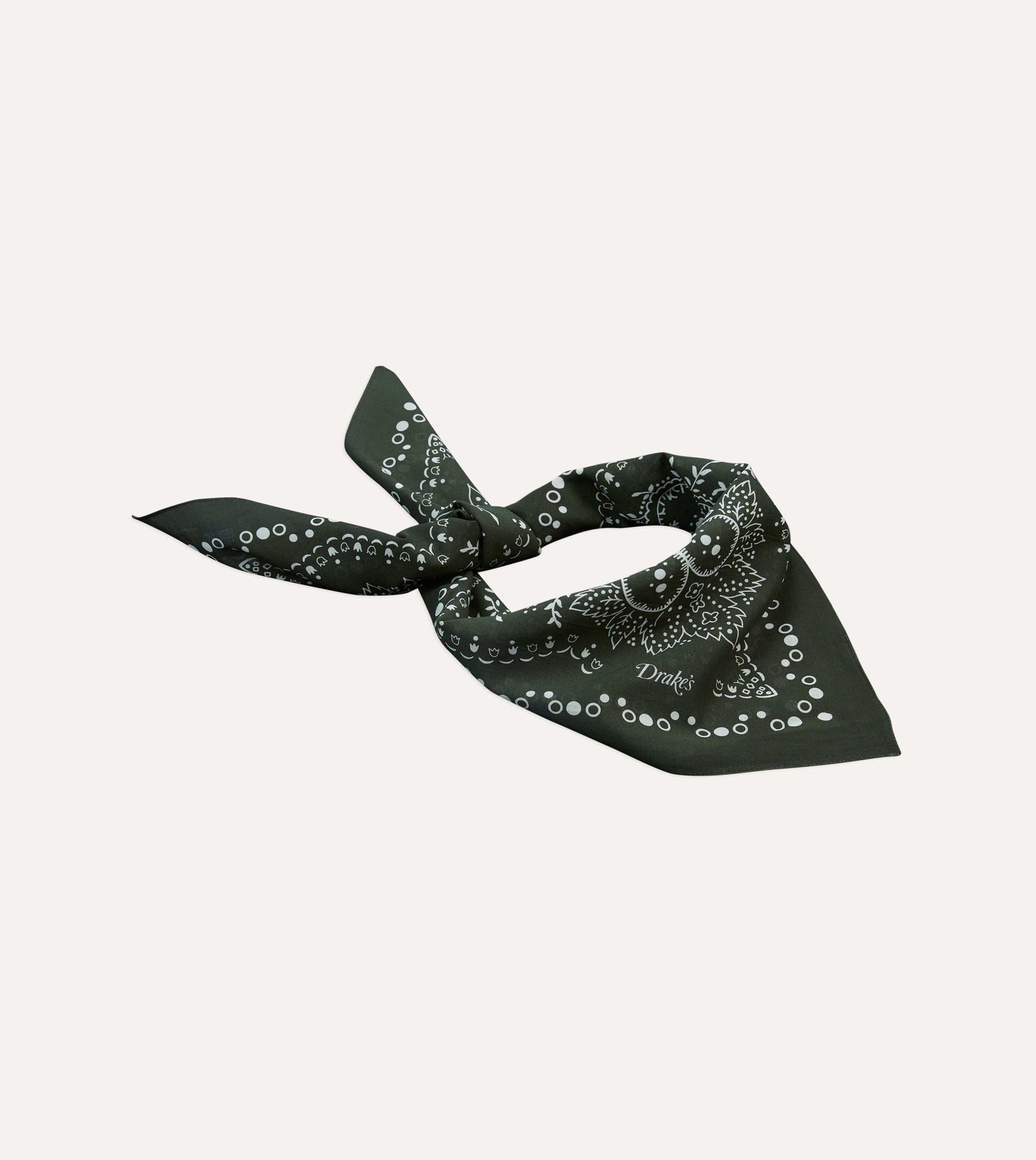 Dark Green Trad Paisley Print Cotton Bandana