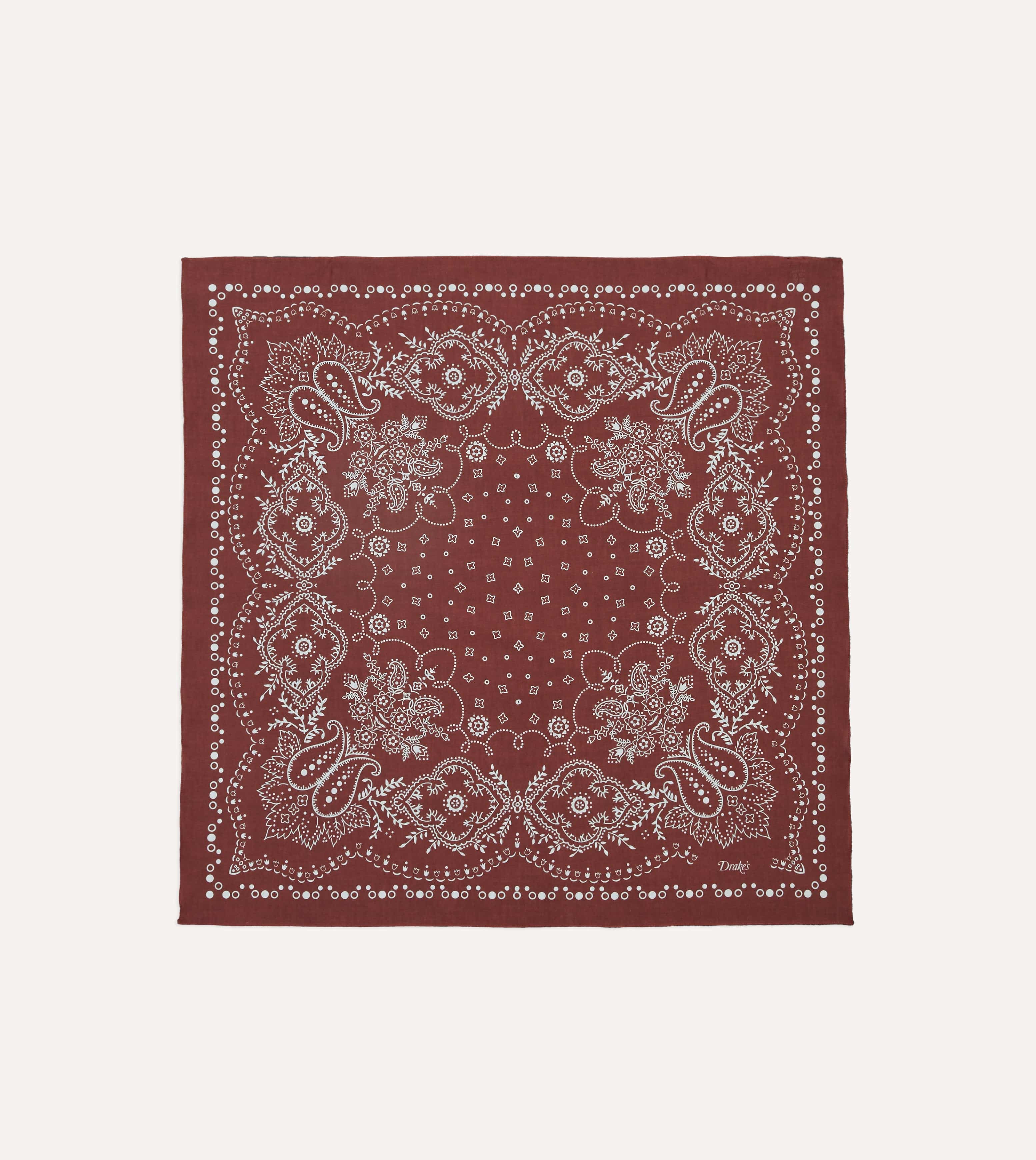 Burgundy Trad Paisley Print Cotton Bandana