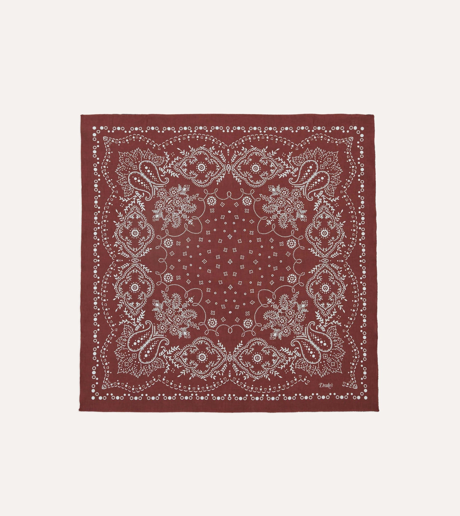 Burgundy Trad Paisley Print Cotton Bandana