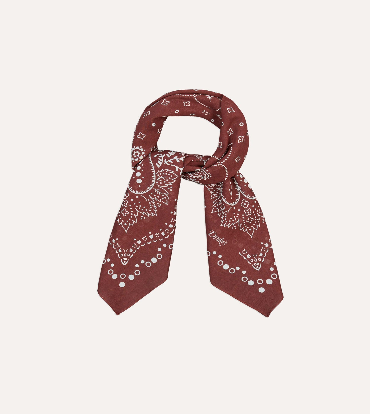 Burgundy Trad Paisley Print Cotton Bandana