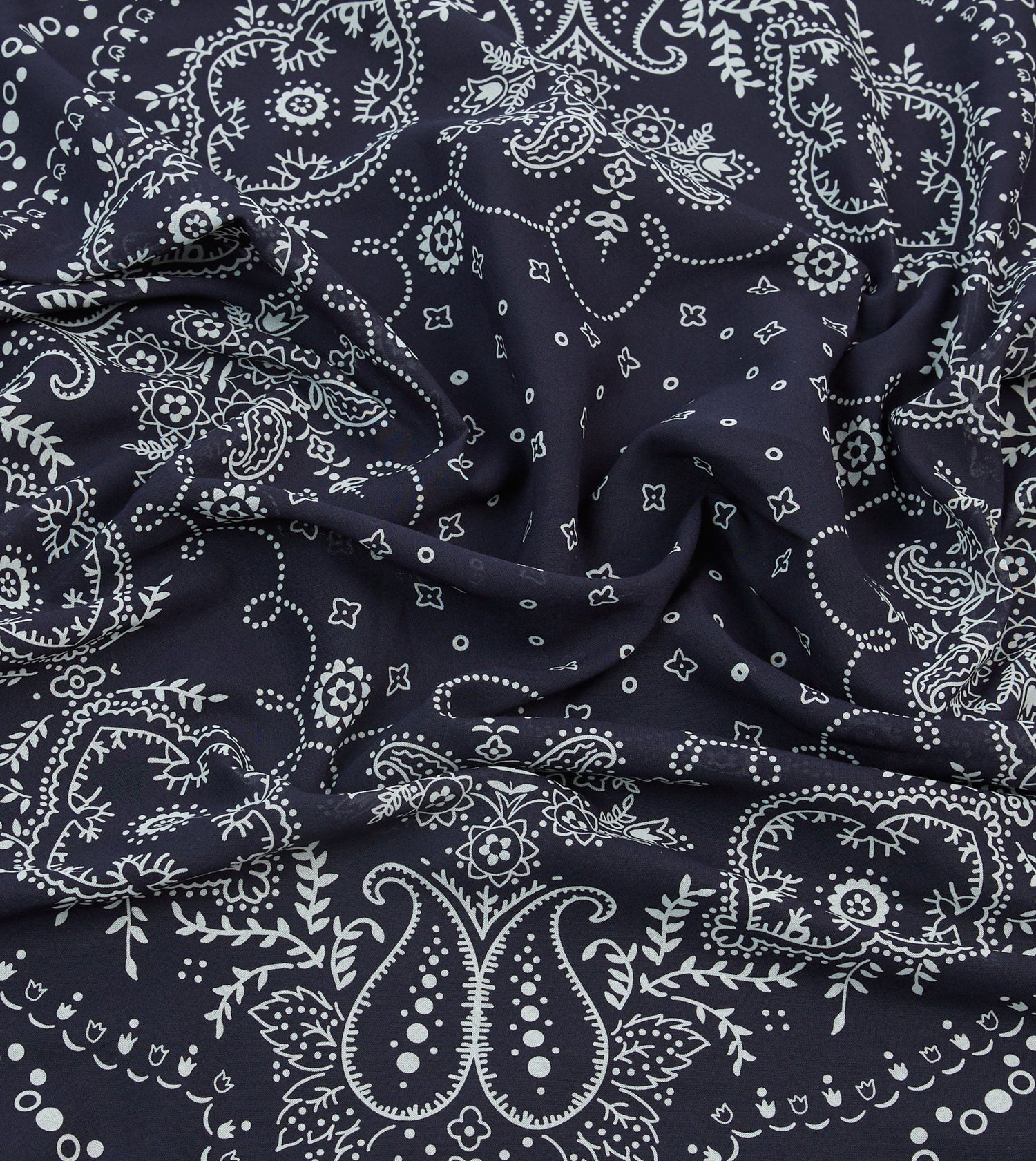 Navy Trad Paisley Print Cotton Bandana