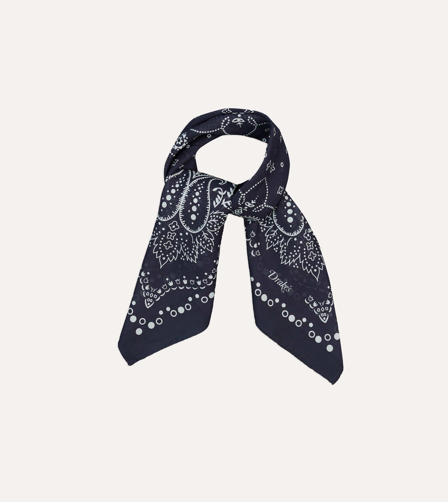 Navy Trad Paisley Print Cotton Bandana