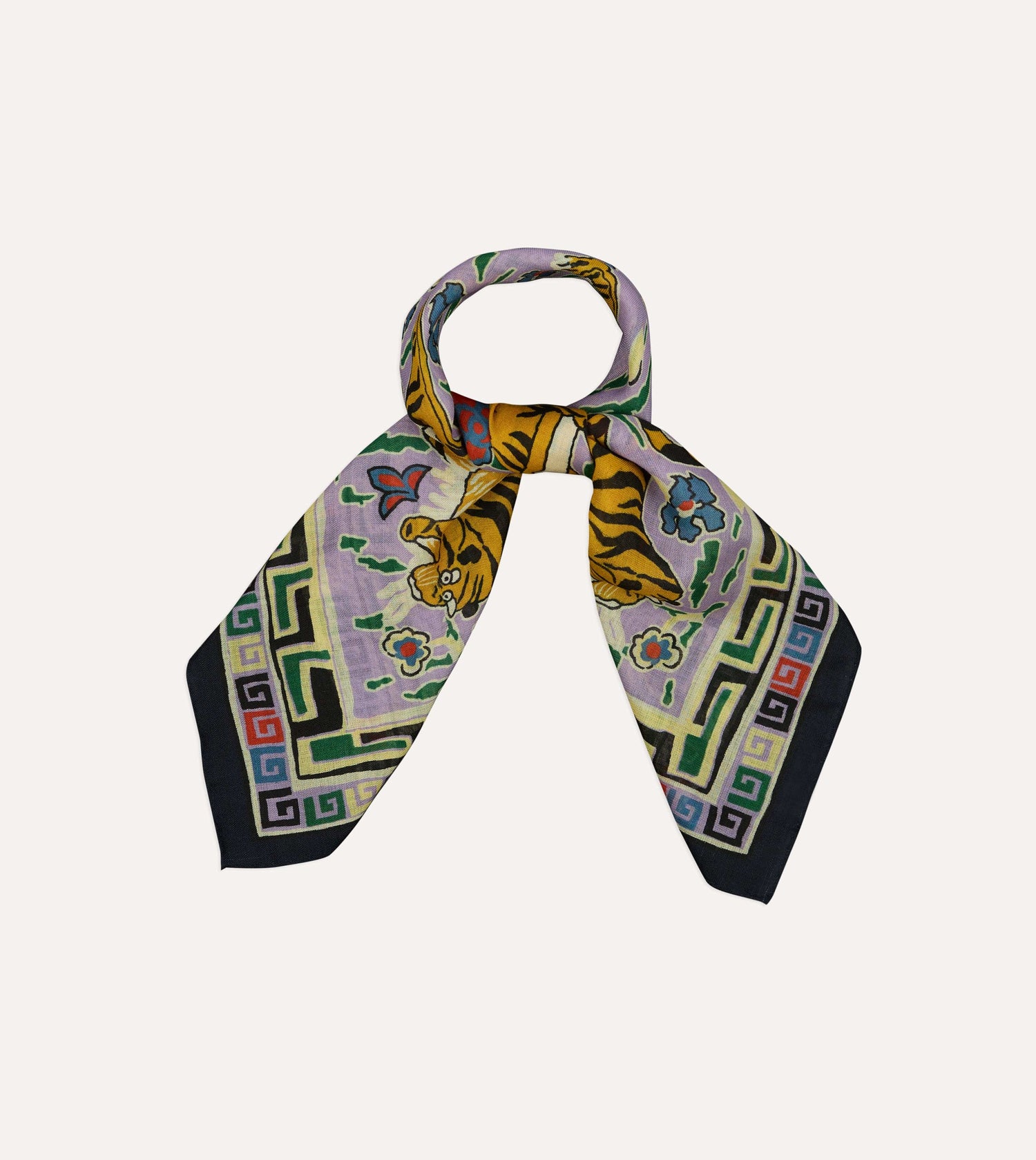 Shoyoroll by Drake's Tiger Print Wool-Silk Bandana