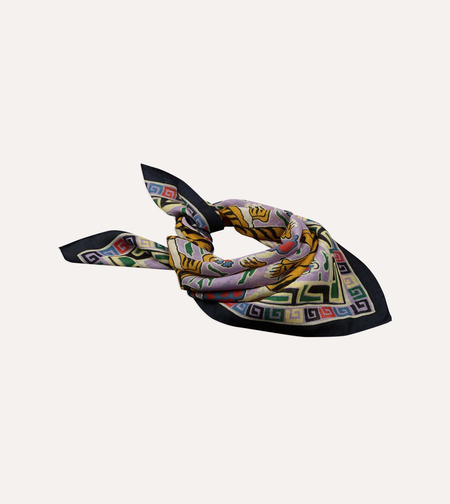 Shoyoroll by Drake's Tiger Print Wool-Silk Bandana