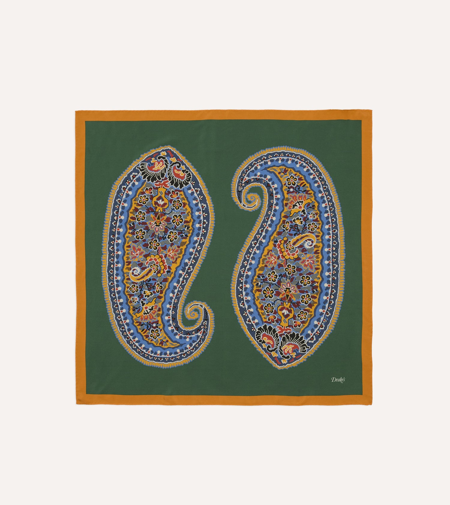 Green Jumbo Paisley Print Silk Bandana