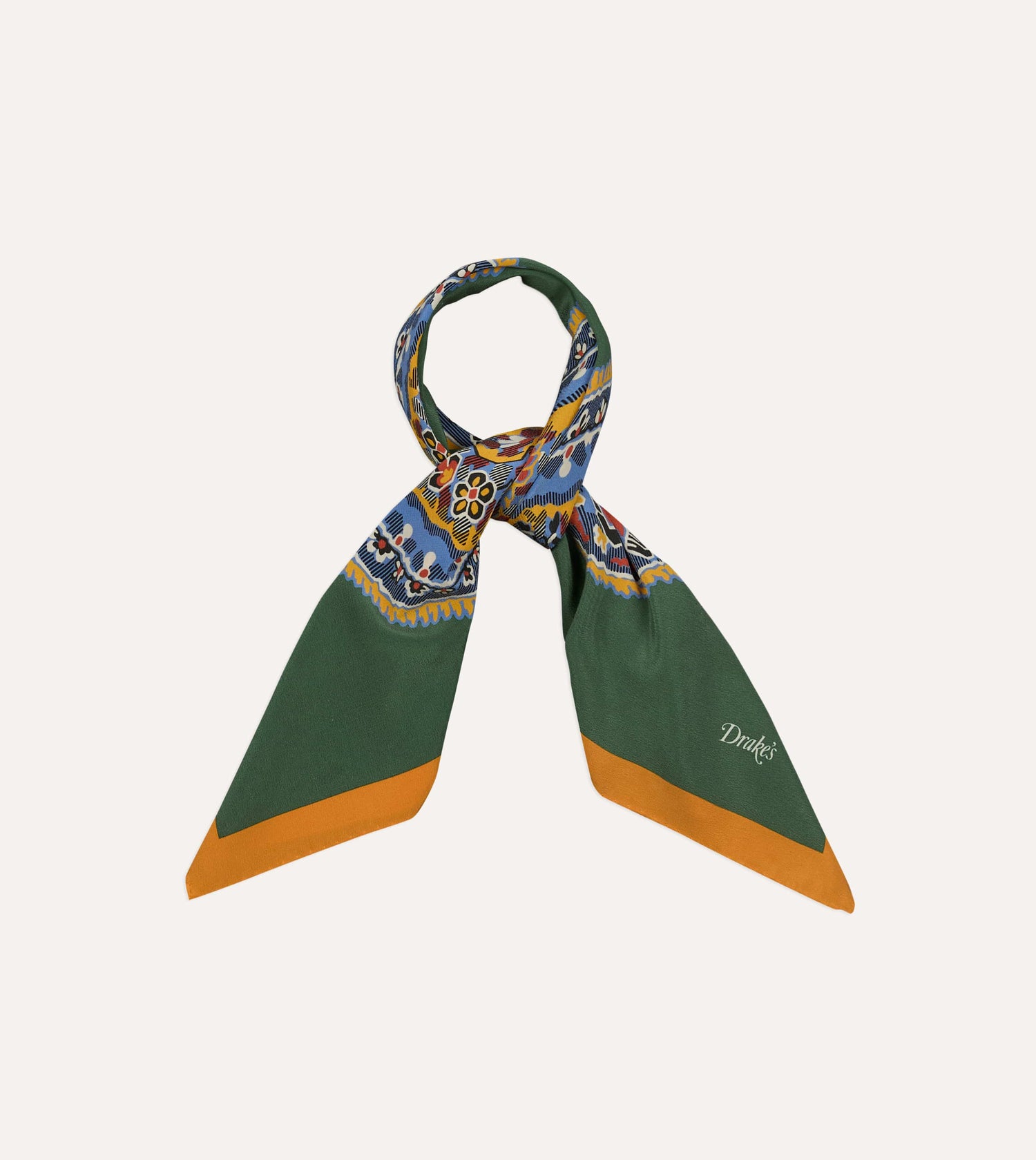Green Jumbo Paisley Print Silk Bandana