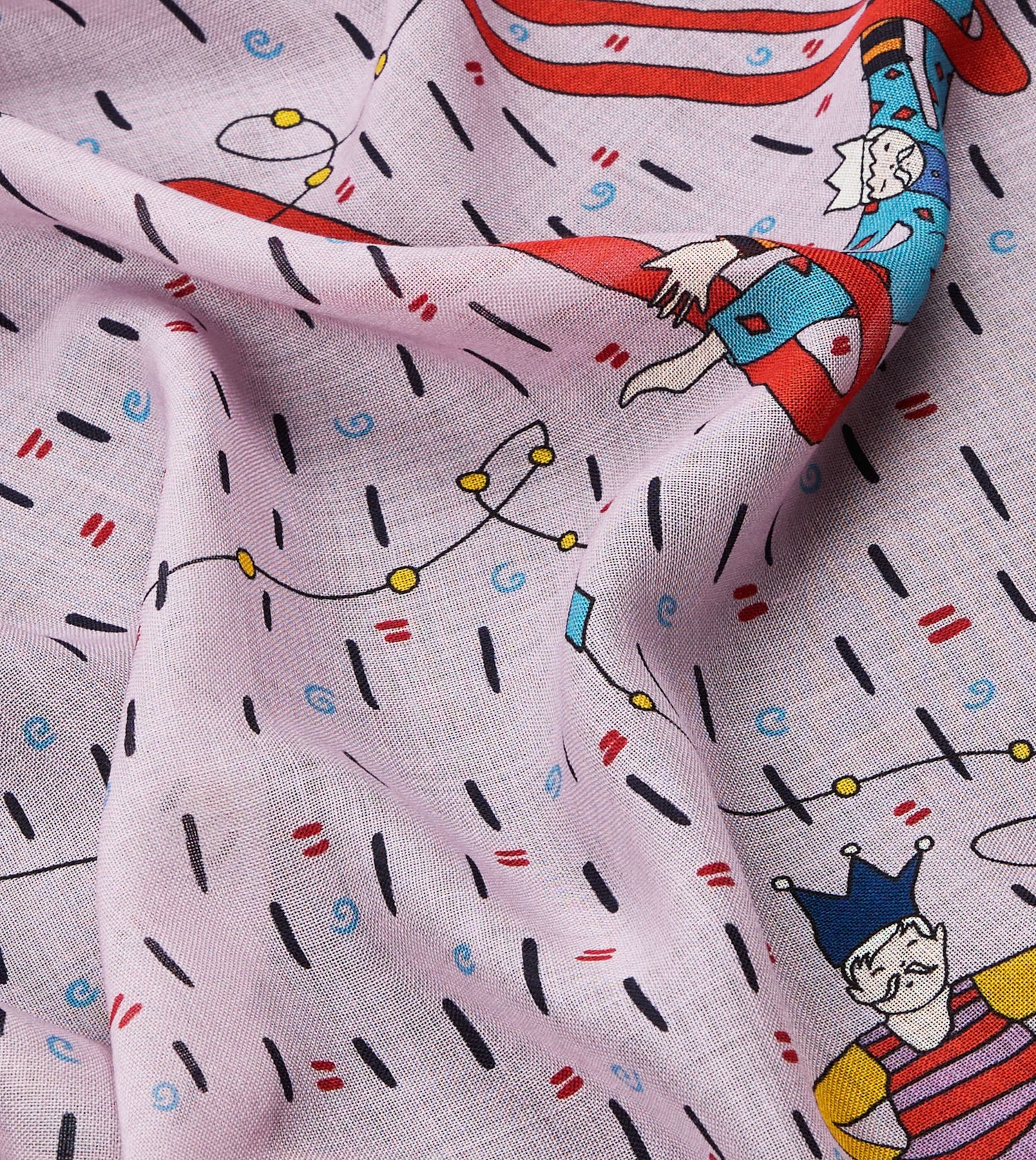 Lilac Acrobat Print Wool-Silk Bandana