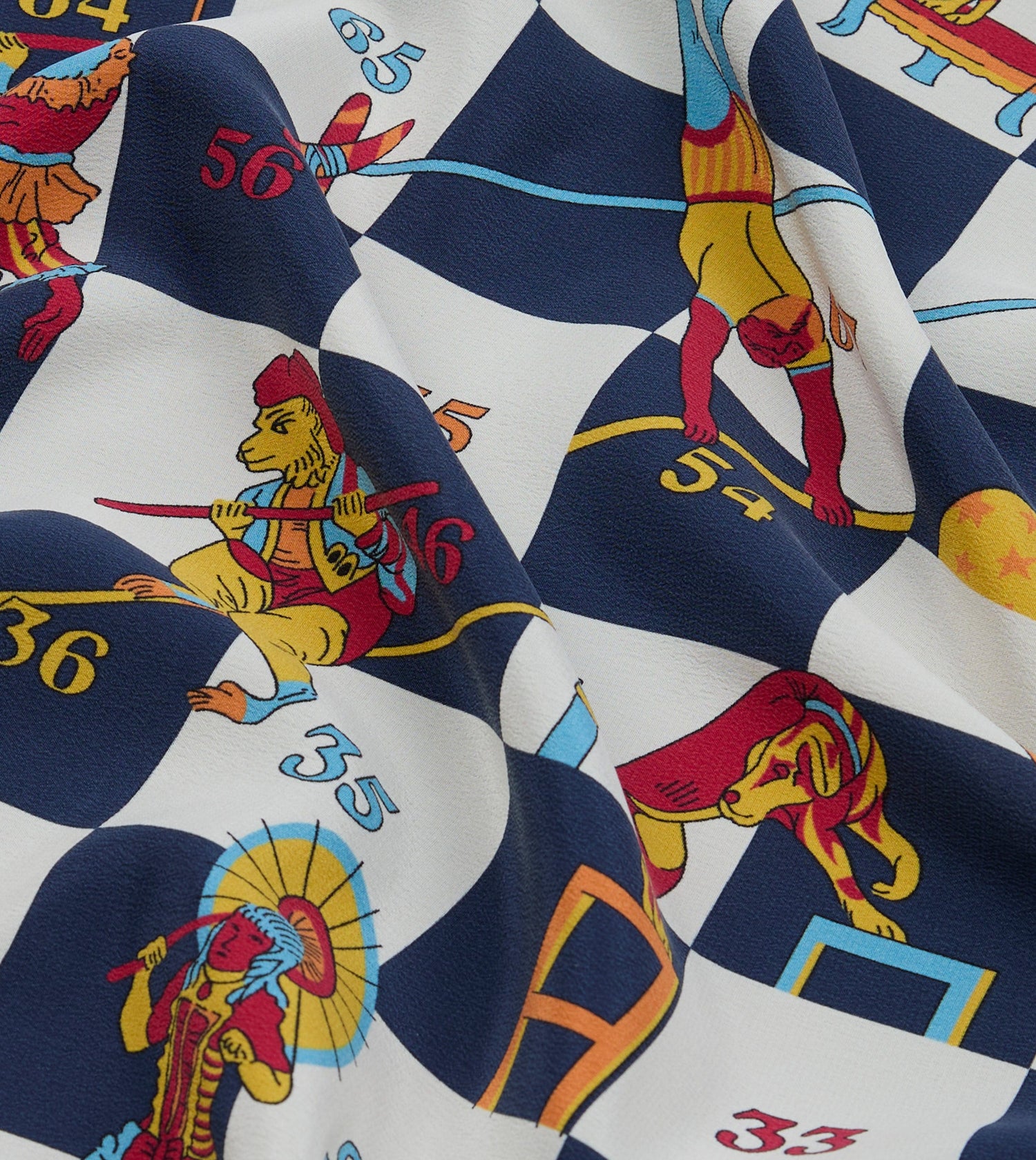 Blue Snakes and Ladders Print Silk Bandana