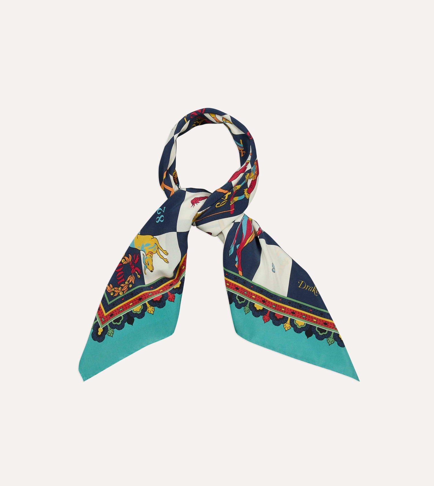 Blue Snakes and Ladders Print Silk Bandana