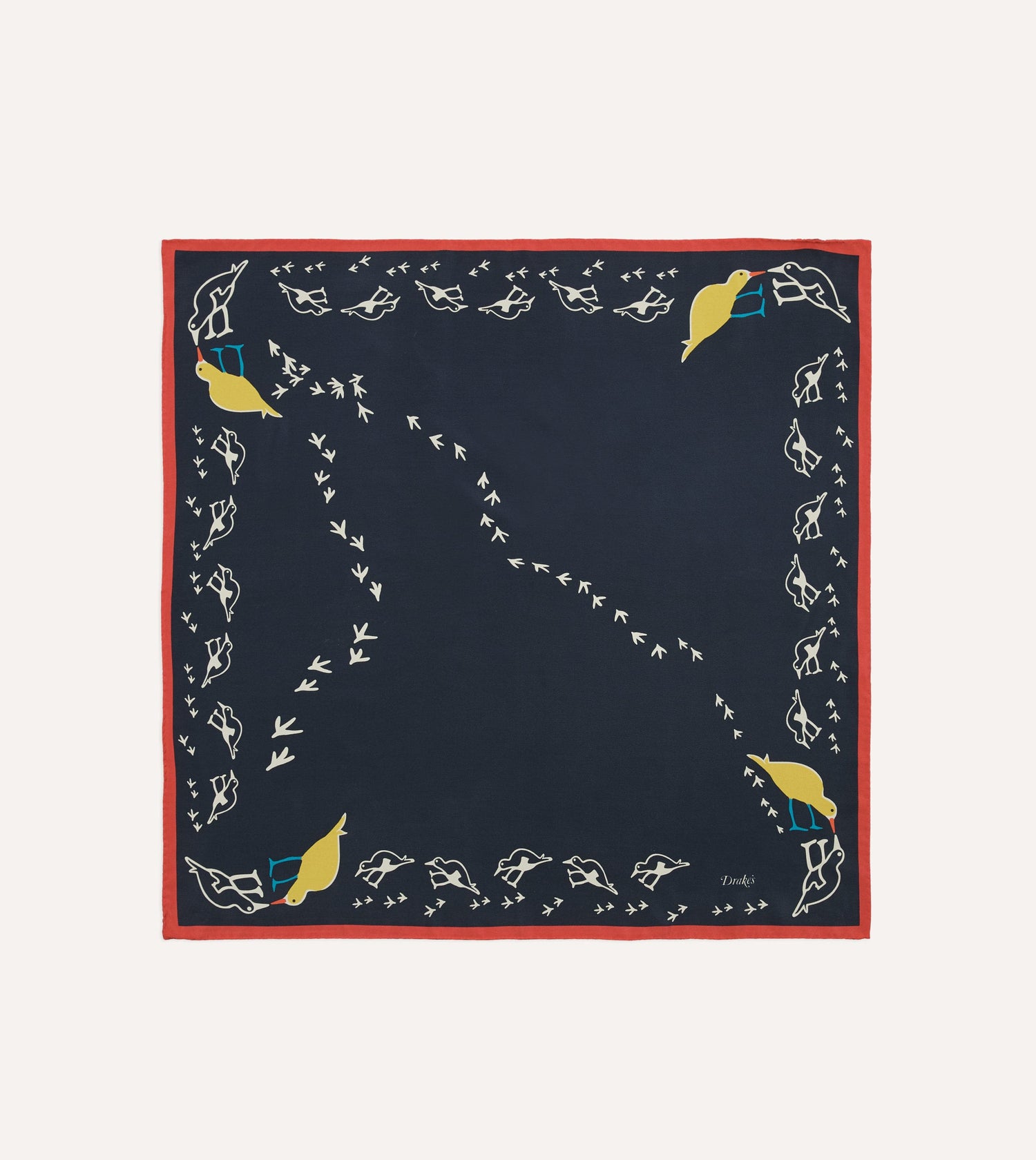 Navy Oyster Catcher Print Silk Bandana