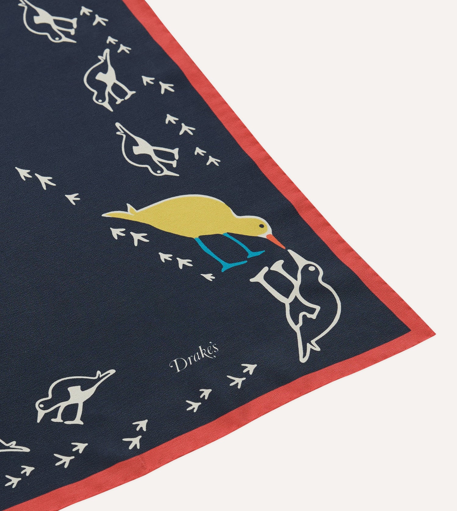 Navy Oyster Catcher Print Silk Bandana