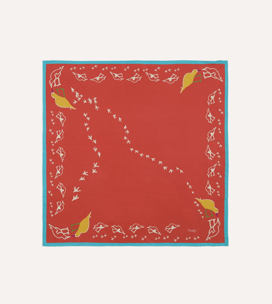 Red Oyster Catcher Print Silk Bandana
