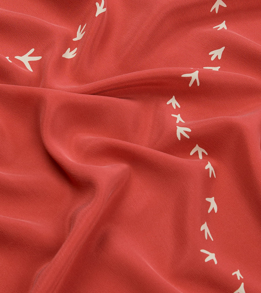 Red Oyster Catcher Print Silk Bandana