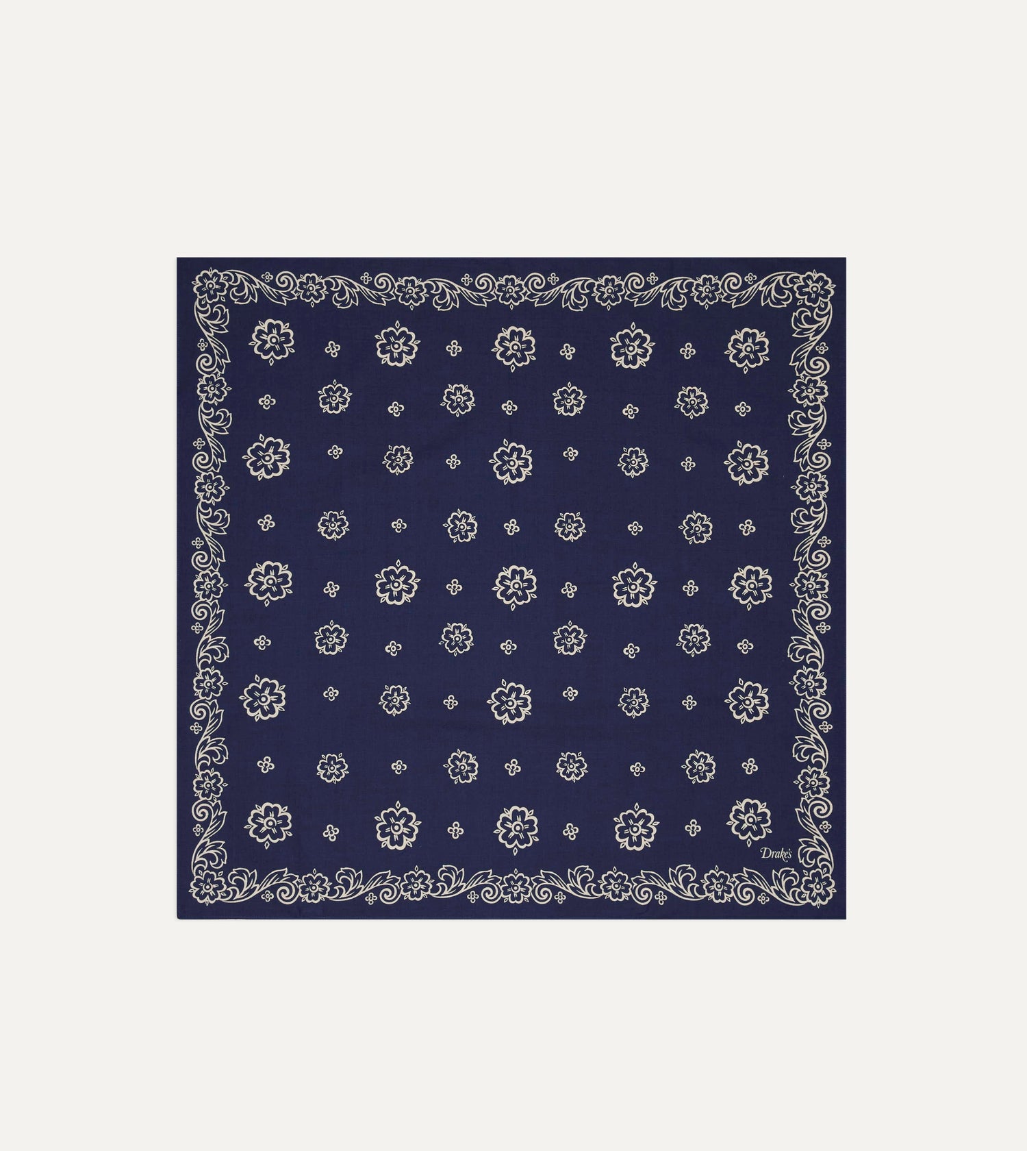 Indigo Flower Print Cotton Bandana