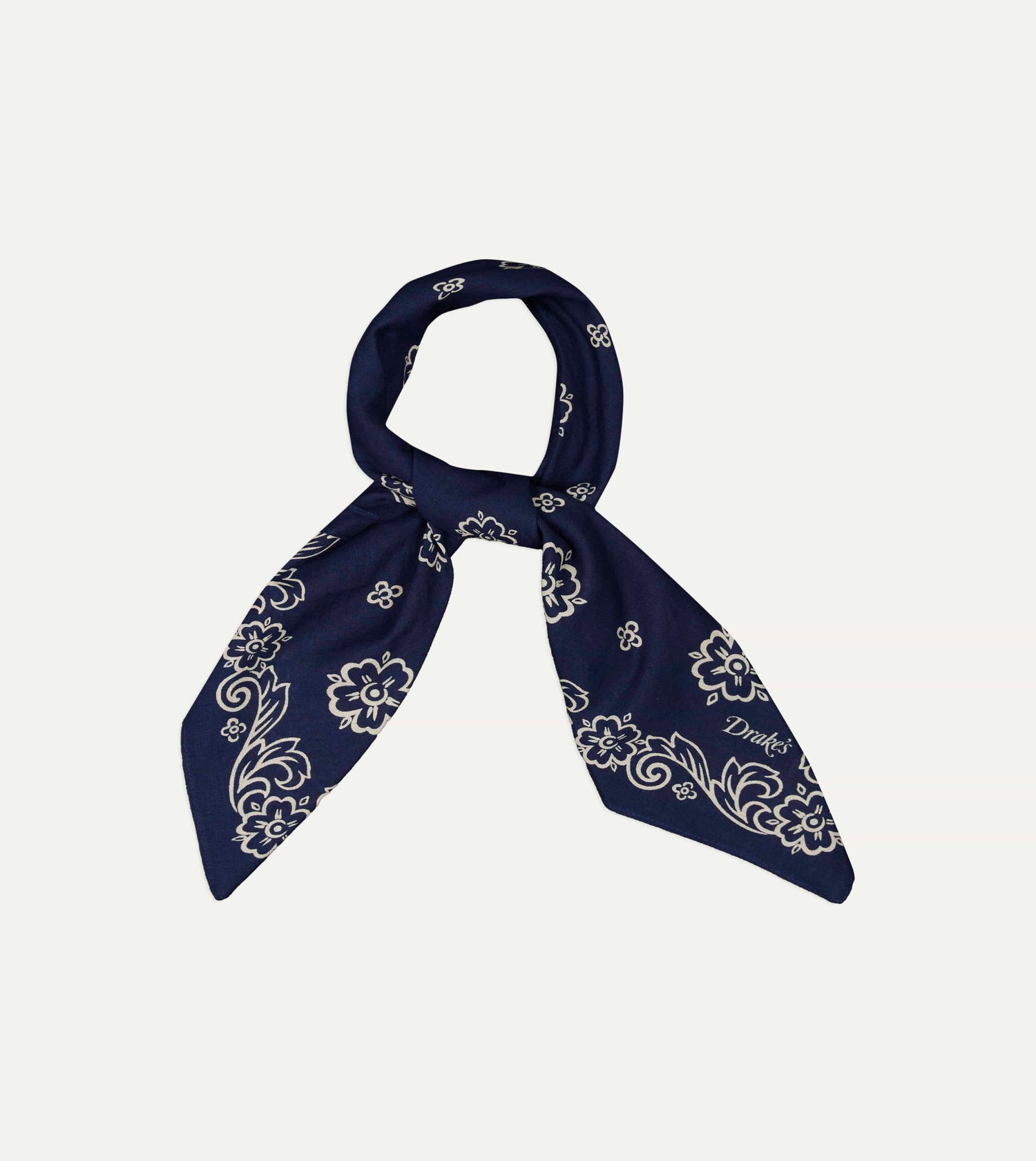 Indigo Flower Print Cotton Bandana