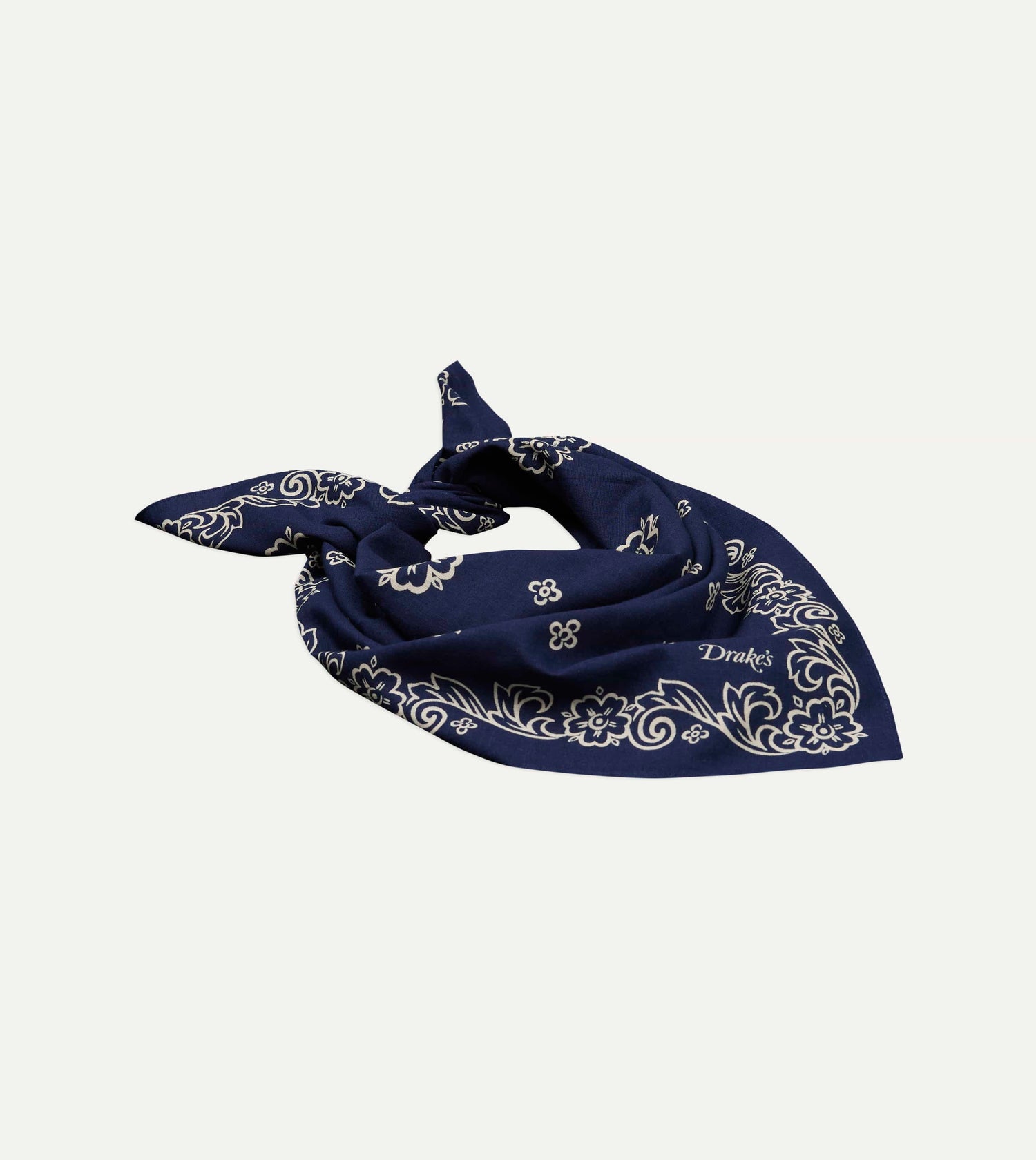 Indigo Flower Print Cotton Bandana