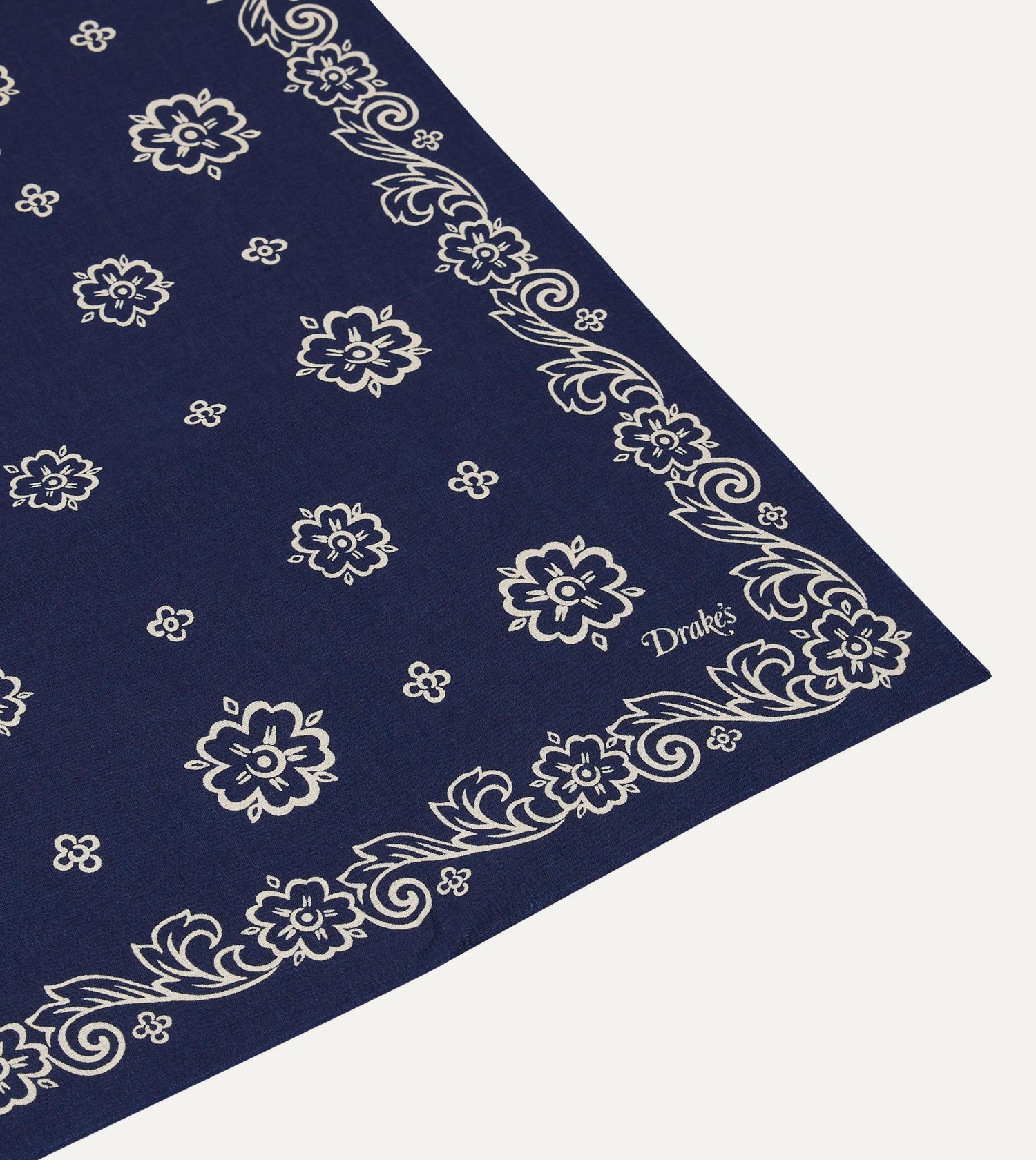 Indigo Flower Print Cotton Bandana