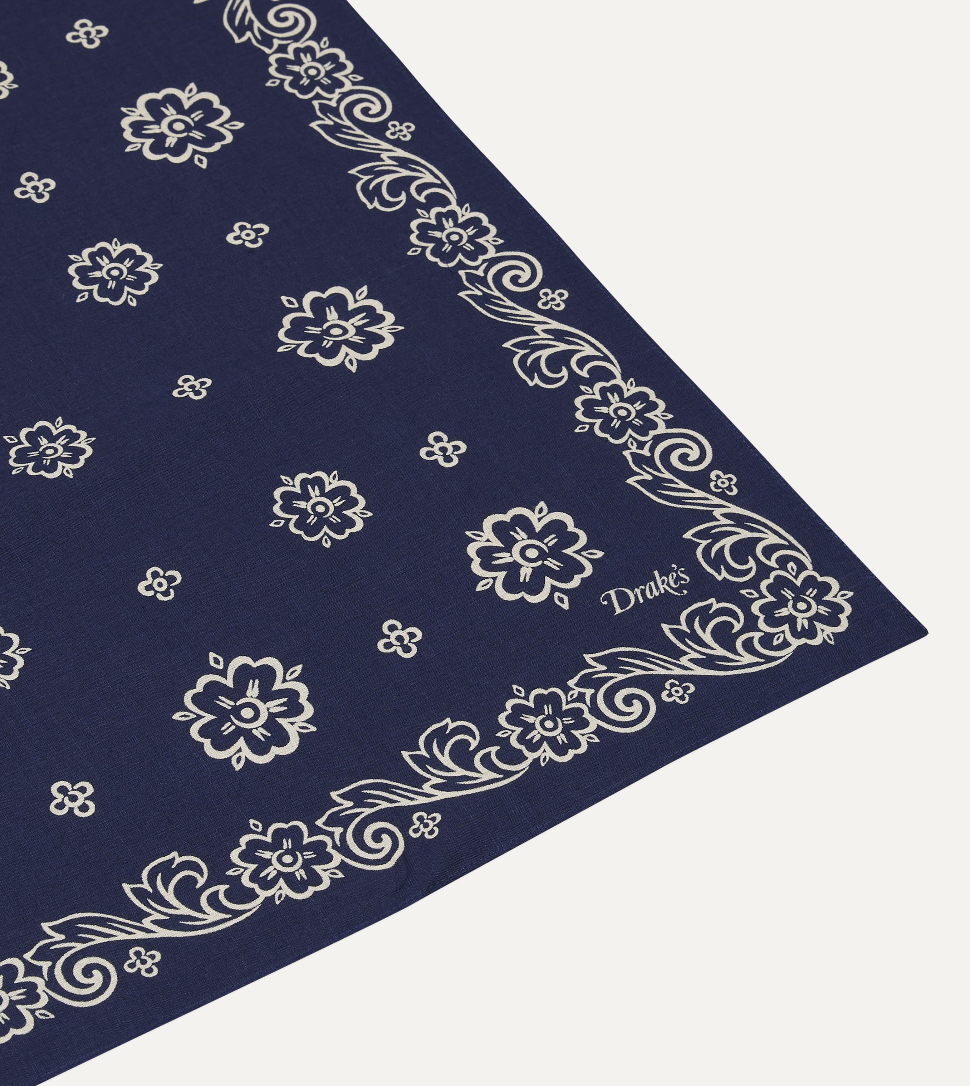 Indigo Flower Print Cotton Bandana
