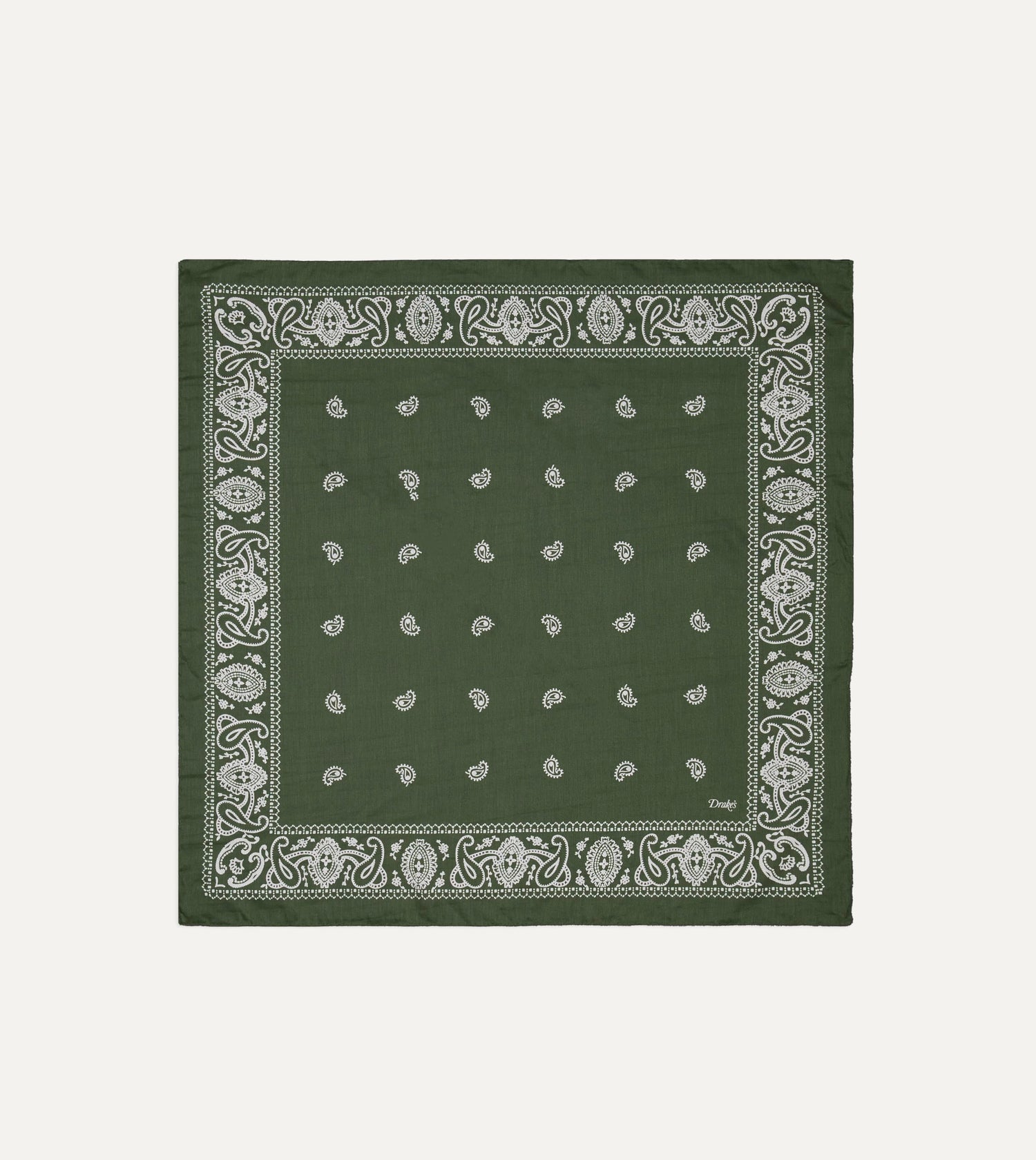 Olive Paisley Cotton-Silk Bandana
