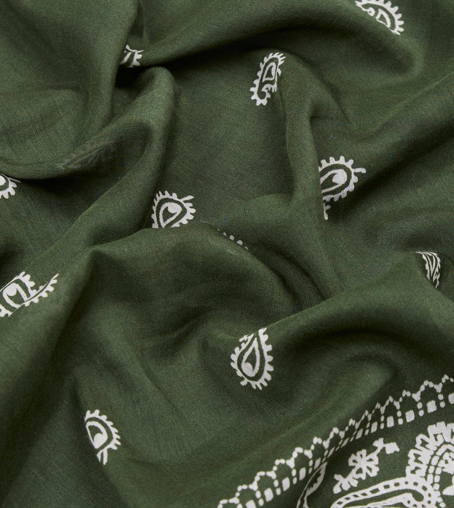 Olive Paisley Cotton-Silk Bandana