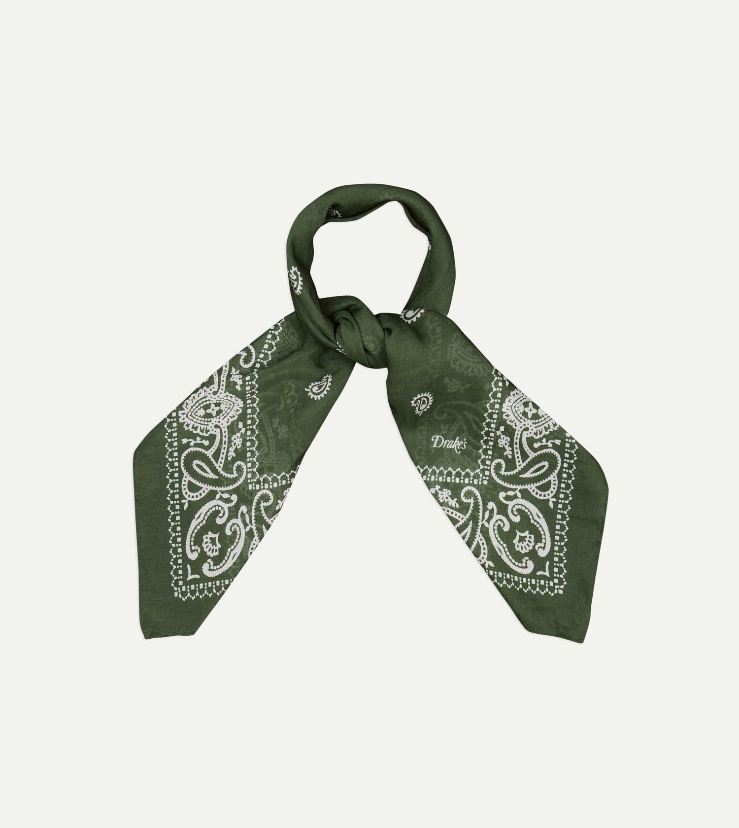 Olive Paisley Cotton-Silk Bandana