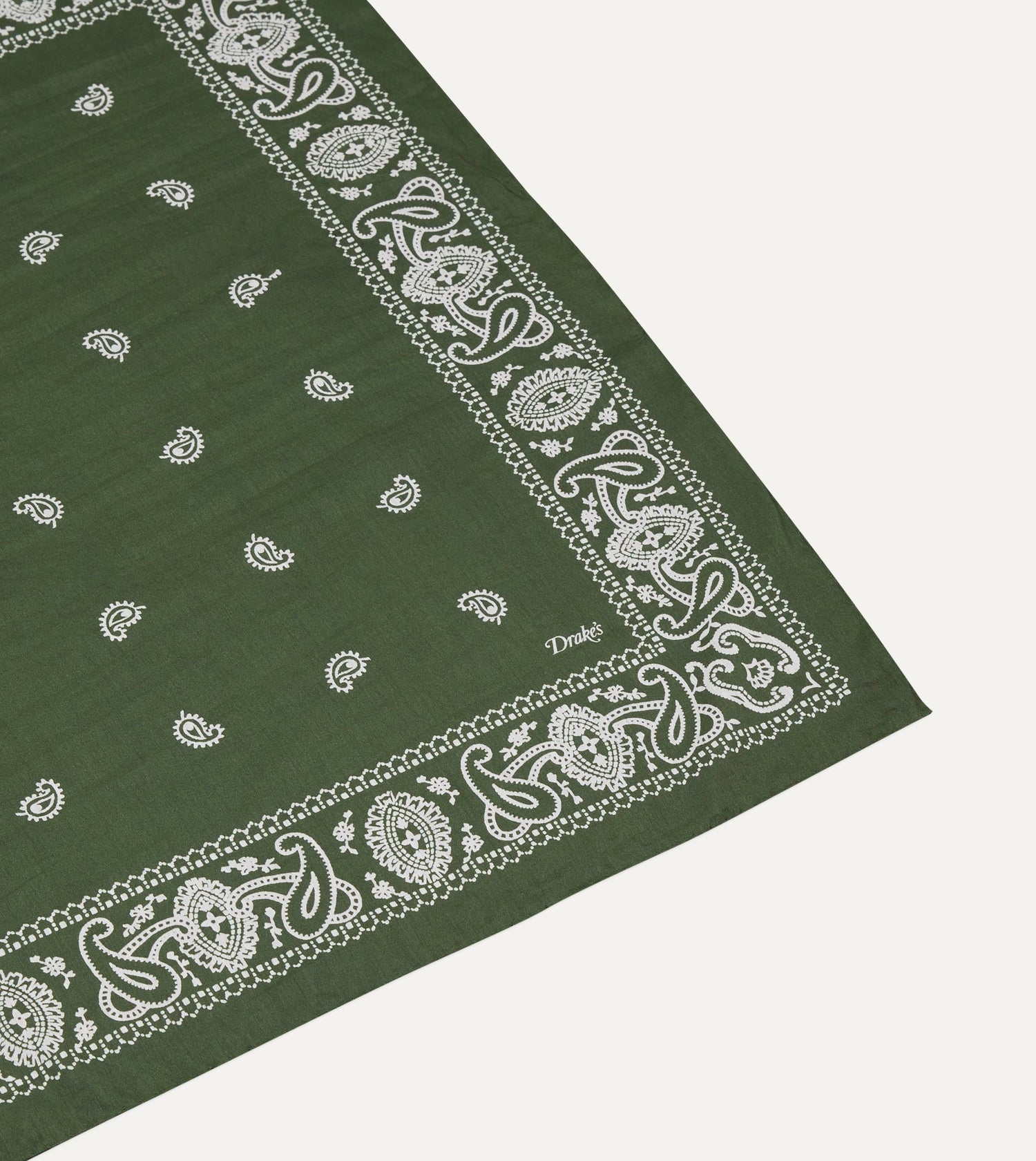 Olive Paisley Cotton-Silk Bandana