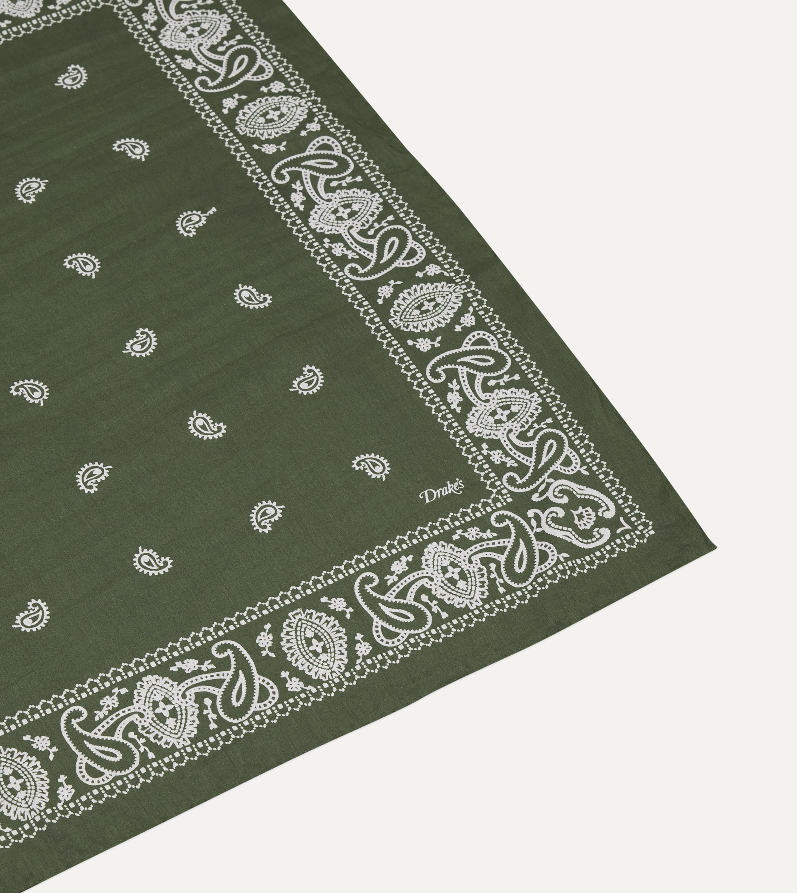 Olive Paisley Cotton-Silk Bandana
