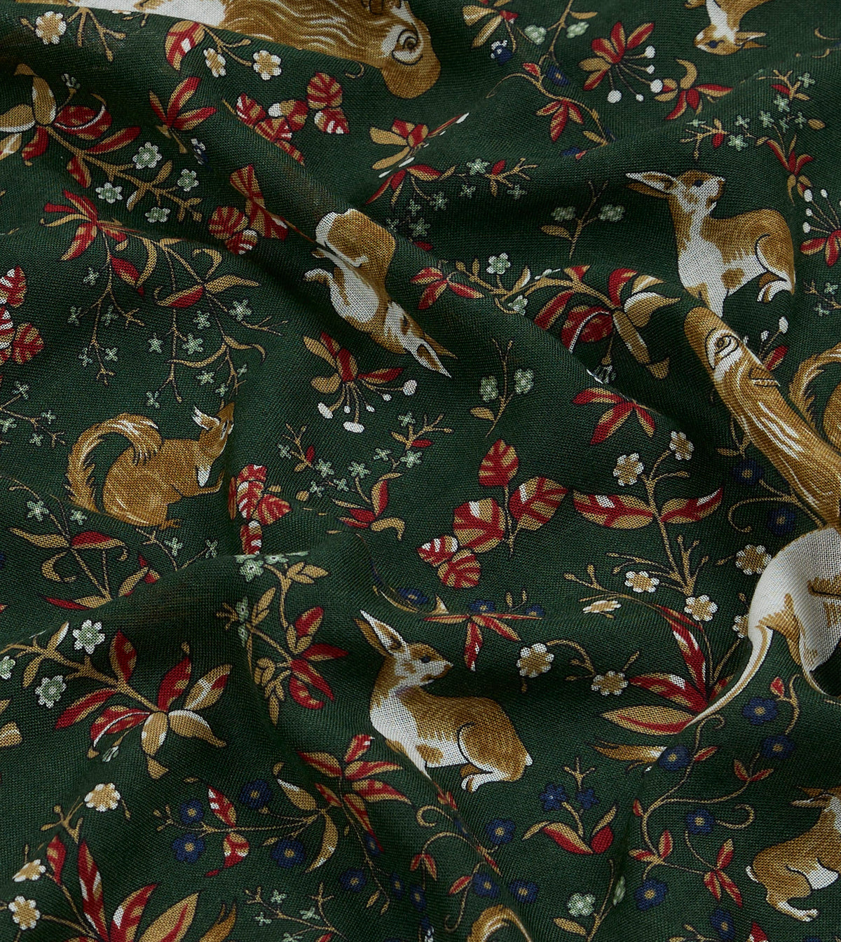 Olive Lion Tapestry Print Wool-Silk Bandana