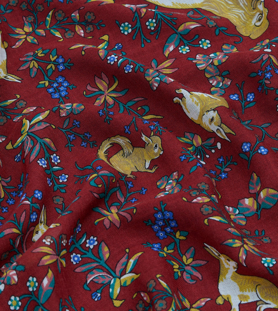 Red Lion Tapestry Print Wool-Silk Bandana