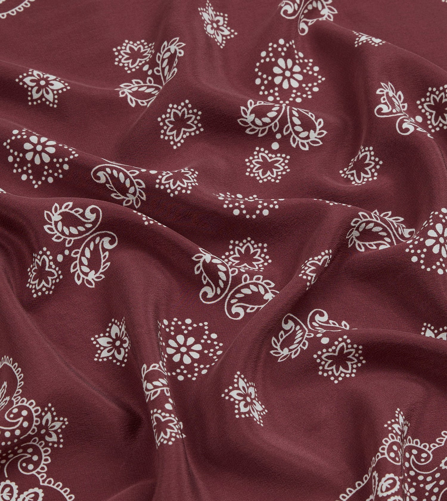 Burgundy Traditional Print Silk Bandana