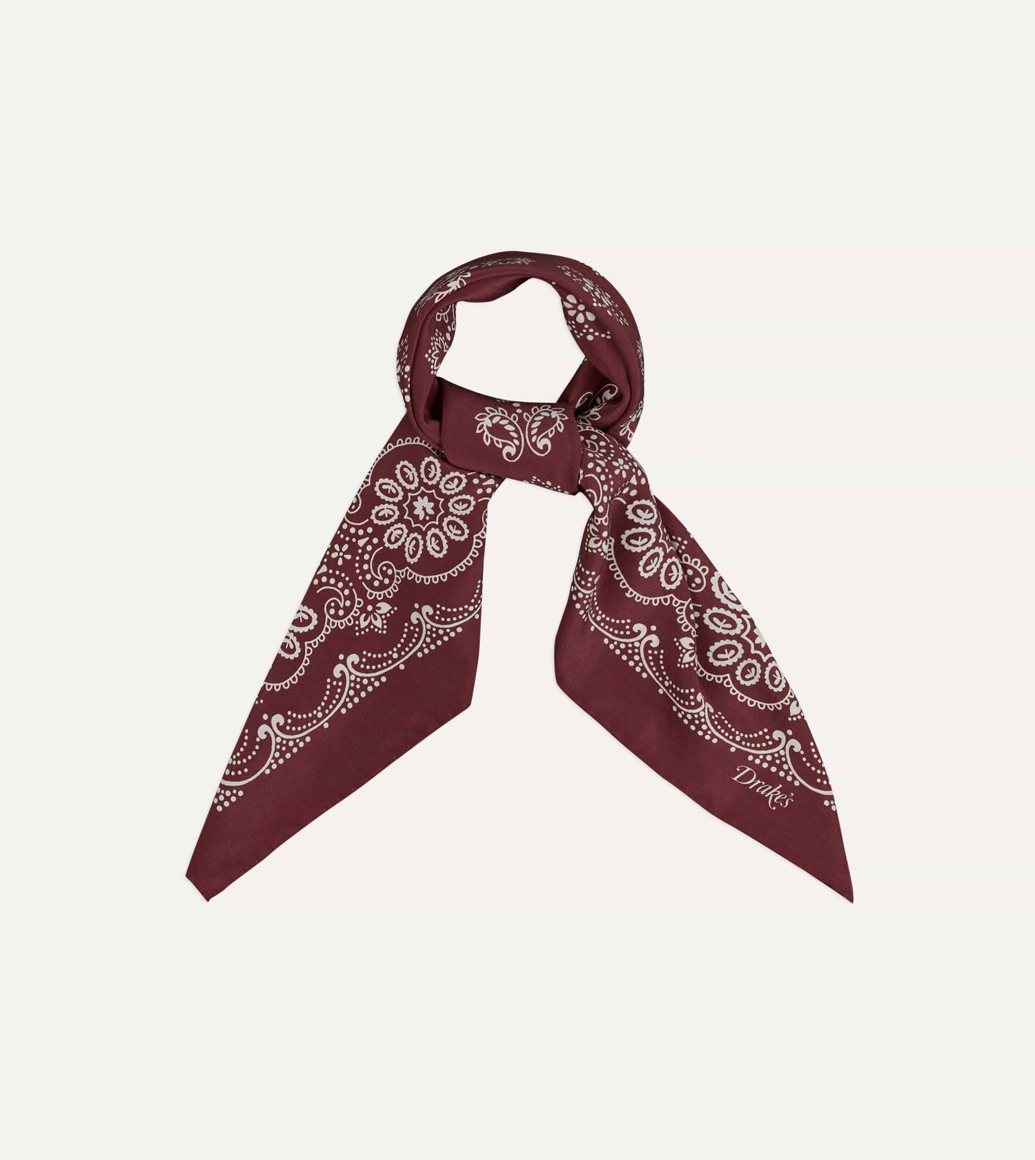 Burgundy Traditional Print Silk Bandana
