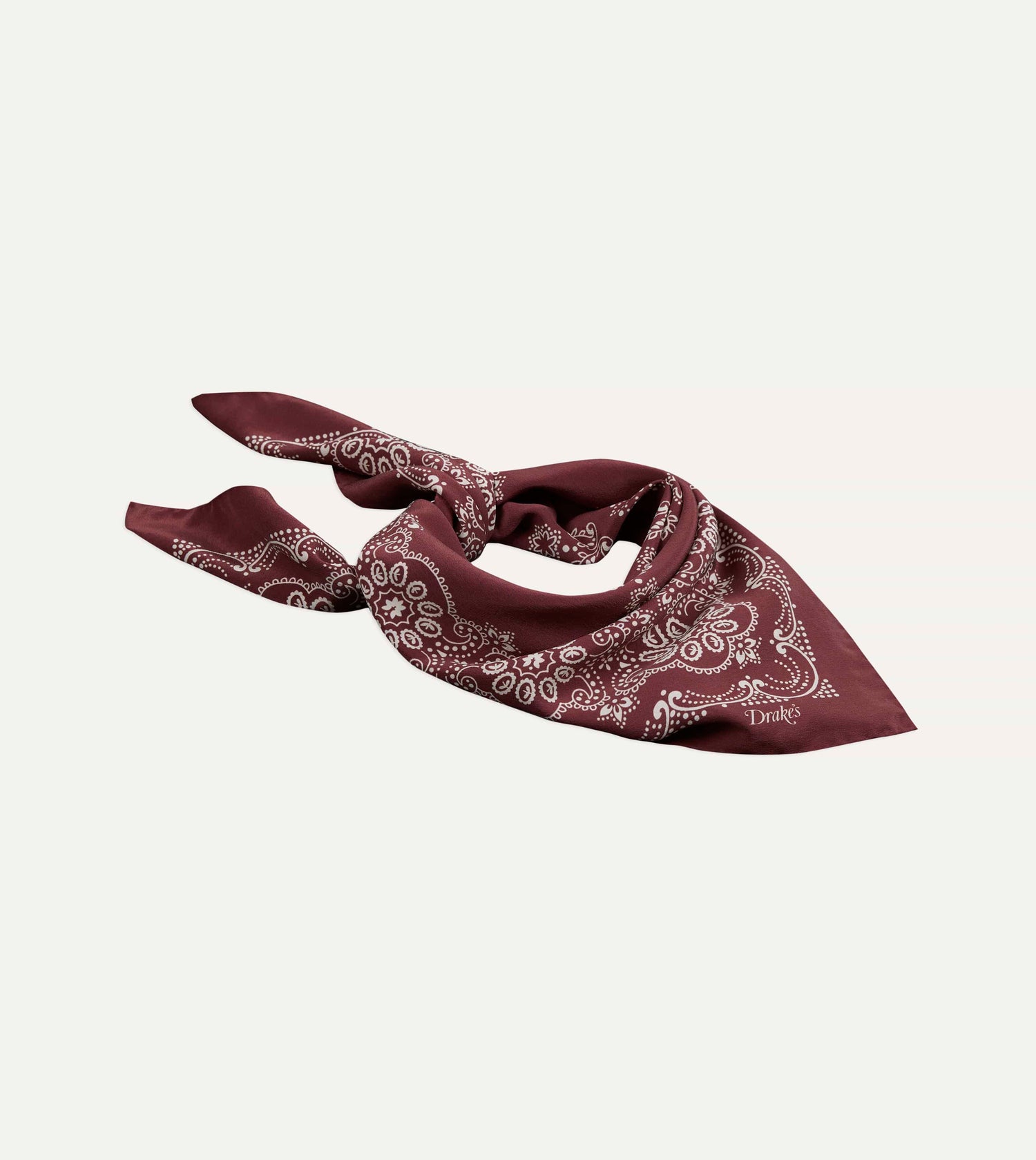 Burgundy Traditional Print Silk Bandana