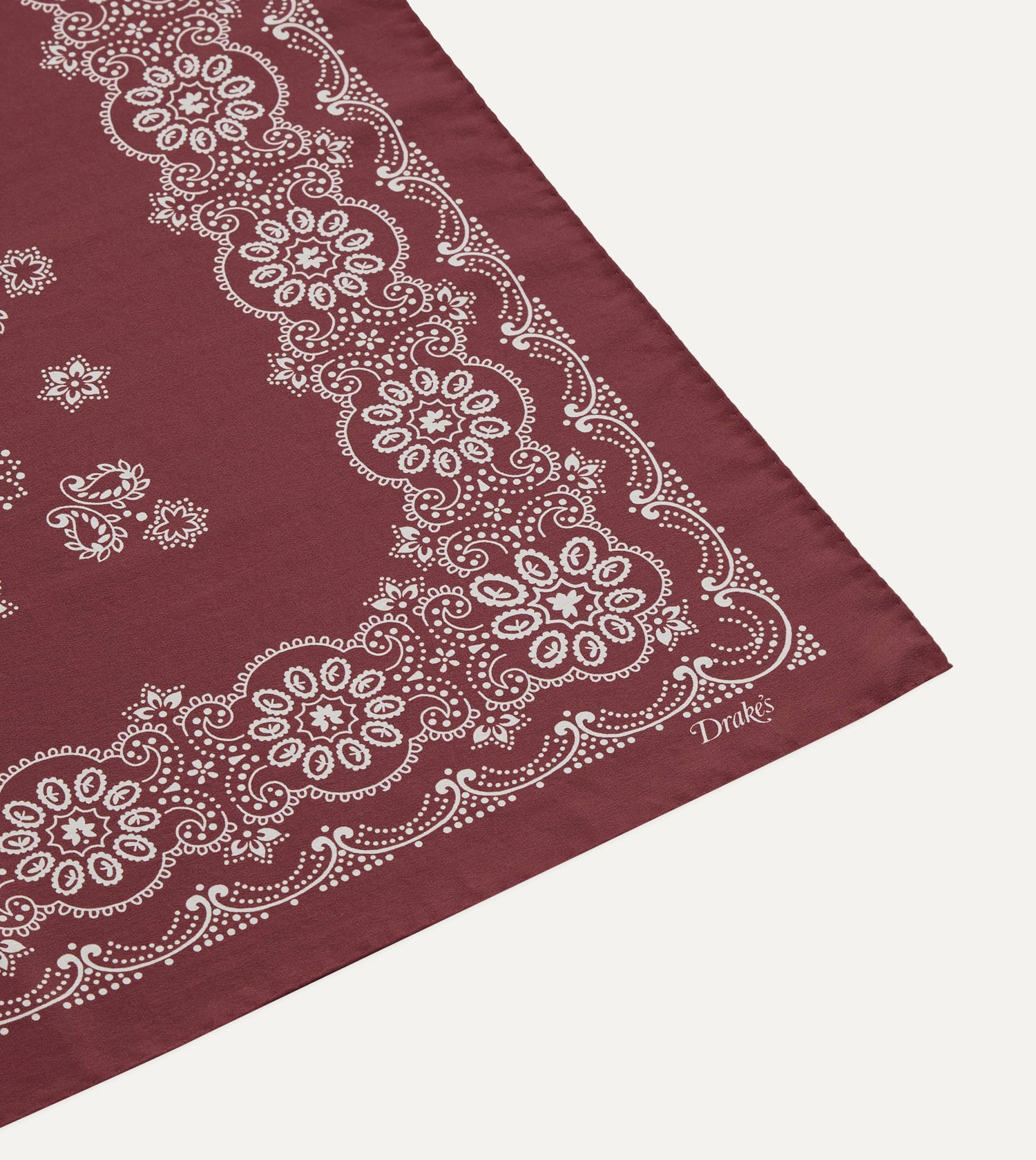 Burgundy Traditional Print Silk Bandana