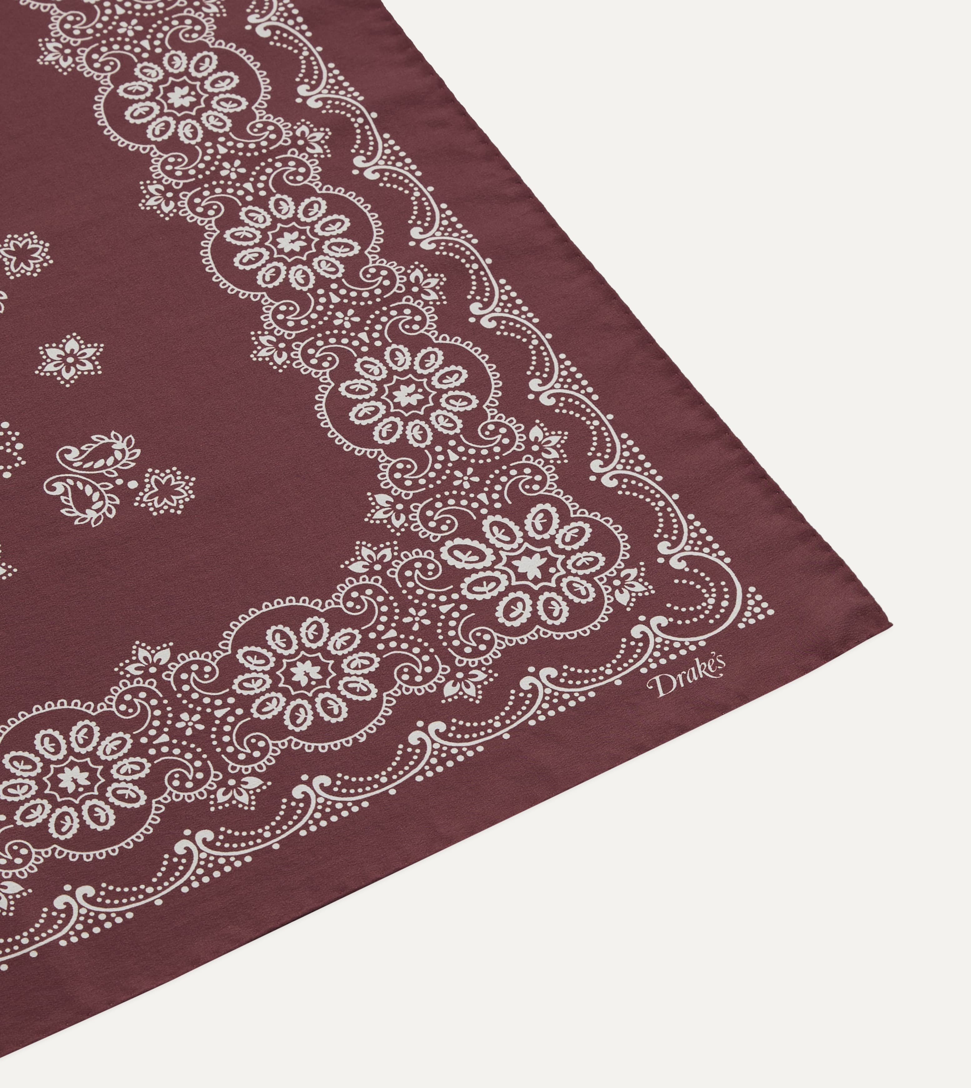 Burgundy Traditional Print Silk Bandana