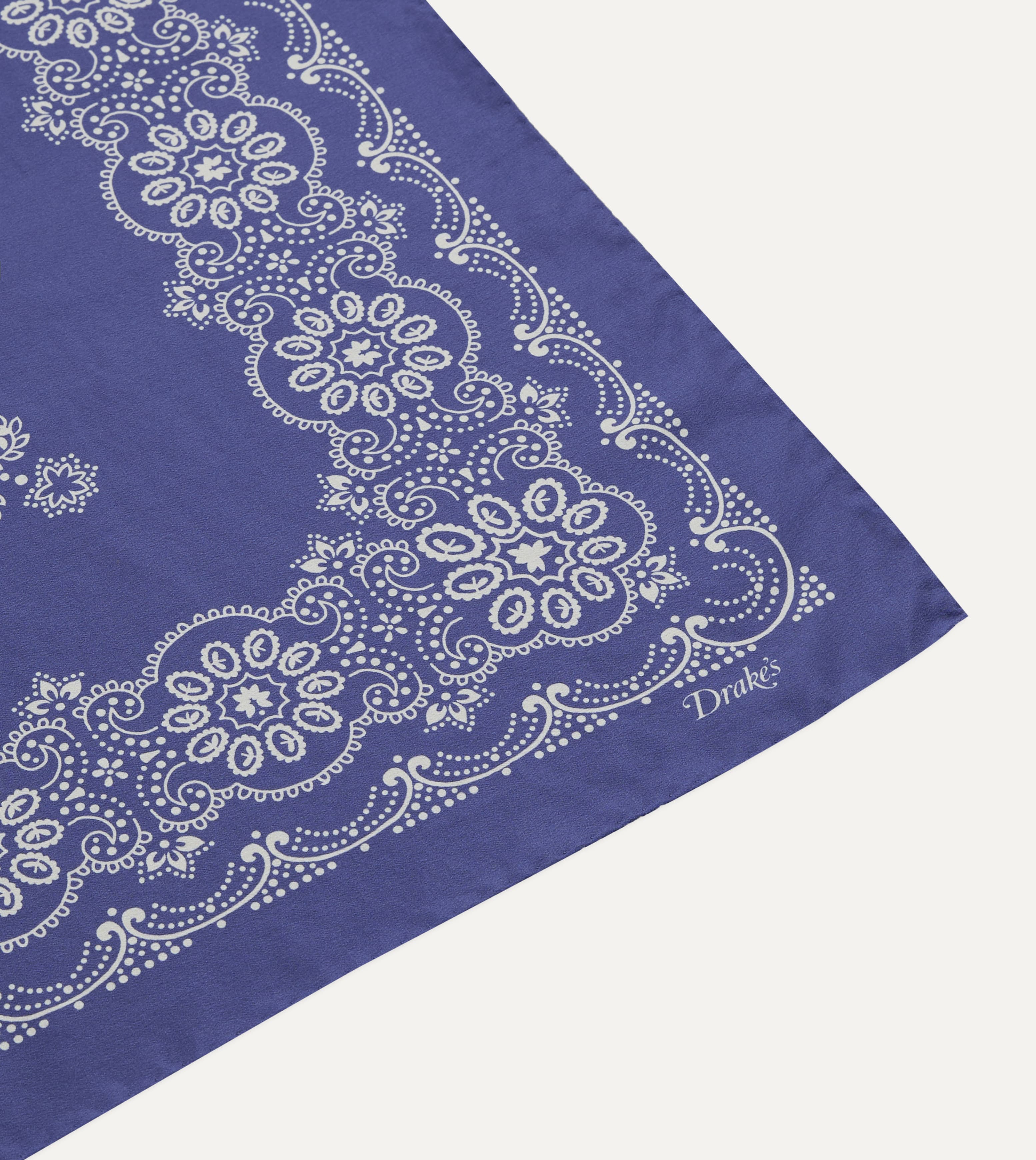 Blue Traditional Print Silk Bandana