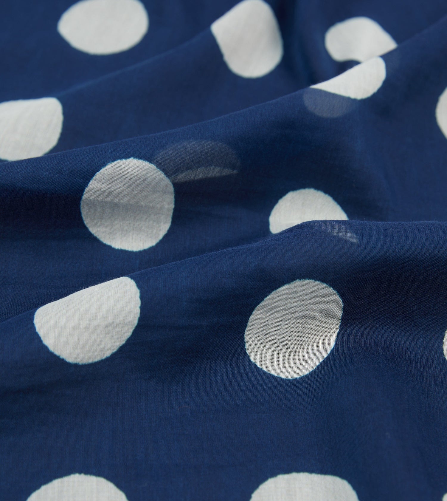 Olive, Navy and Ecru Large Spots Print Cotton-Silk Pocket Square