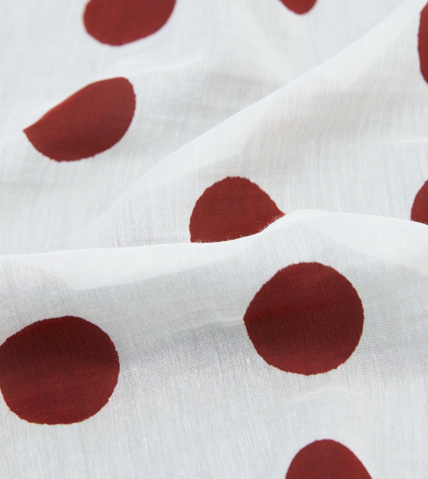 Brown, Ecru and Red Large Spots Print Cotton-Silk Pocket Square