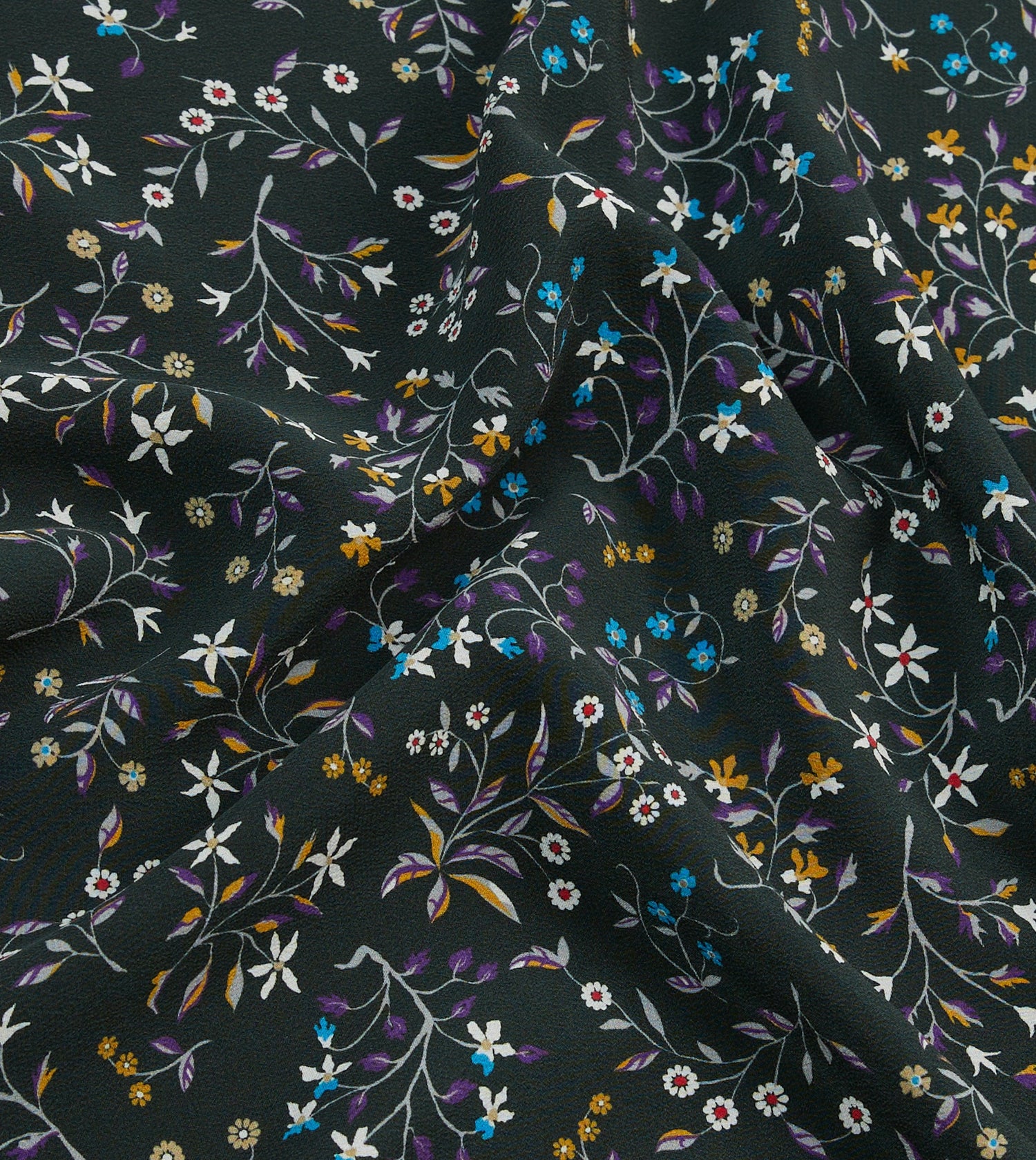 Green Floral Print Silk Pocket Square