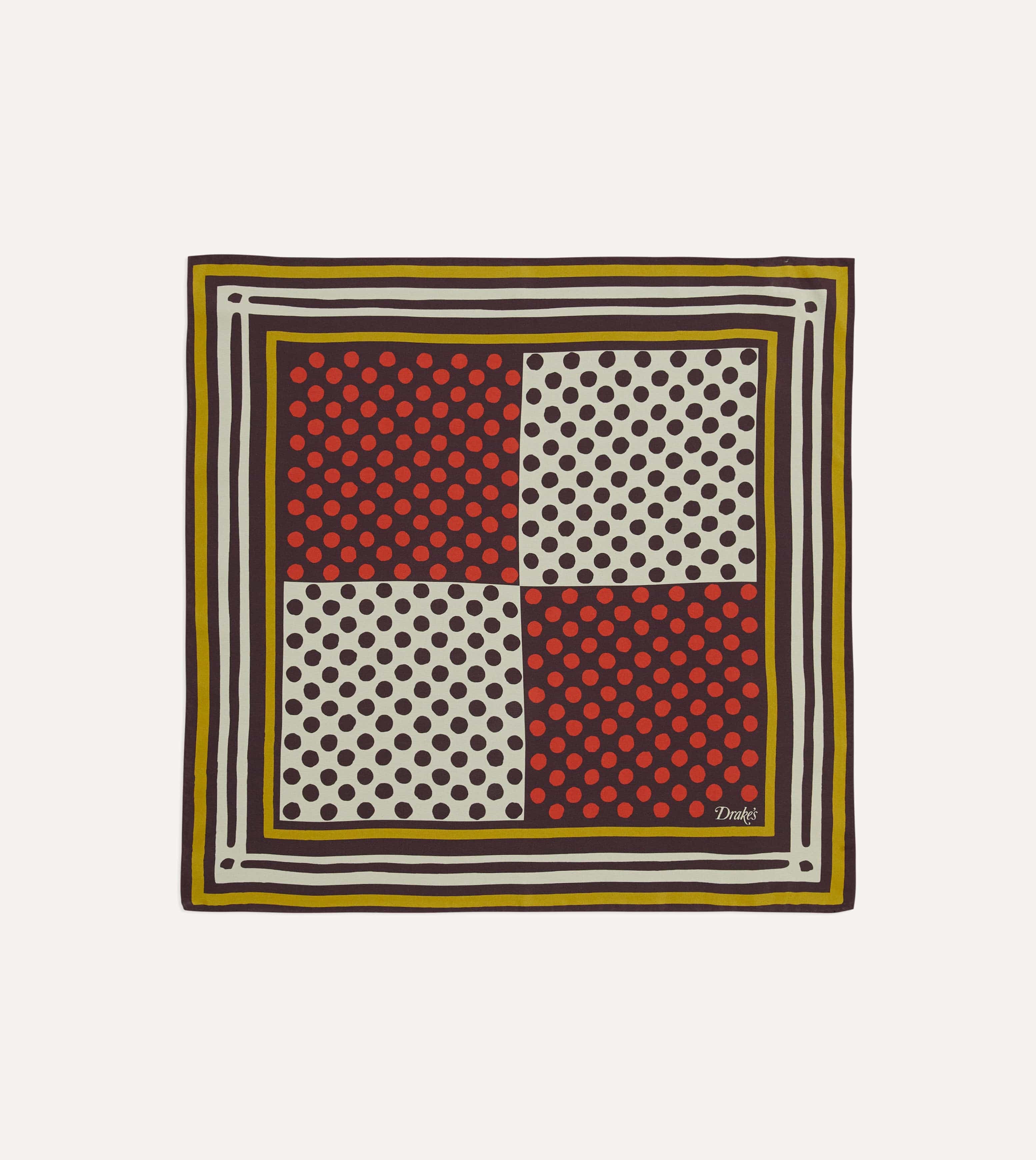 Red Polka Dot Print Silk Pocket Square