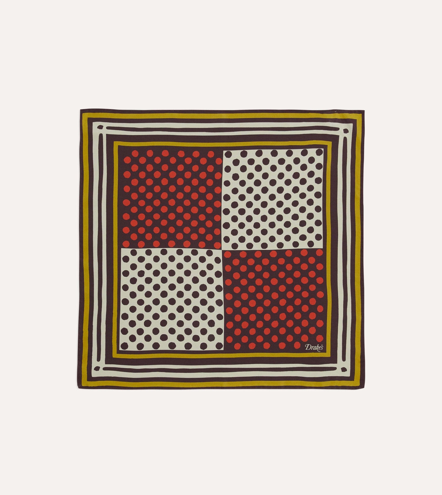 Red Polka Dot Print Silk Pocket Square