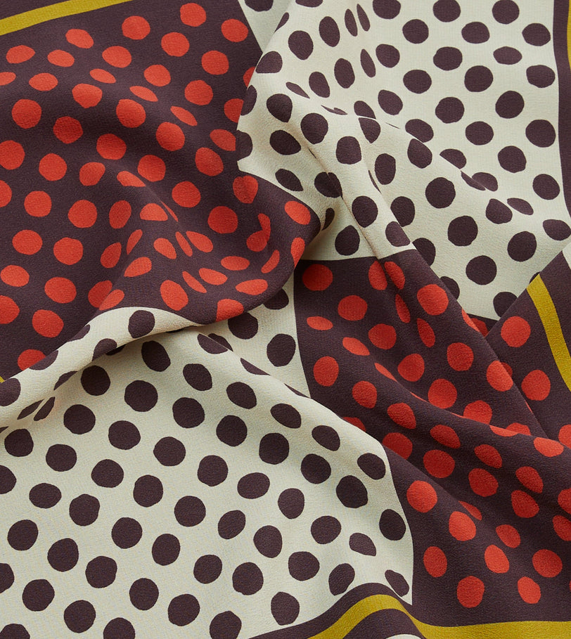 Red Polka Dot Print Silk Pocket Square