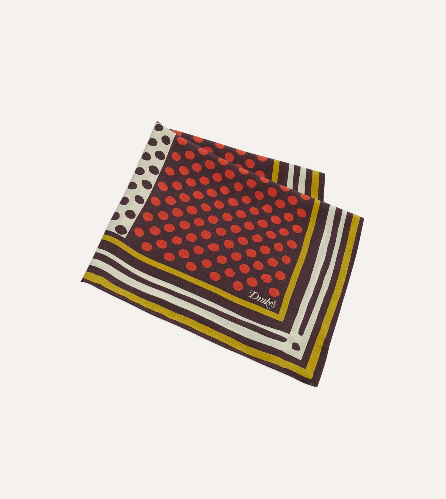 Red Polka Dot Print Silk Pocket Square