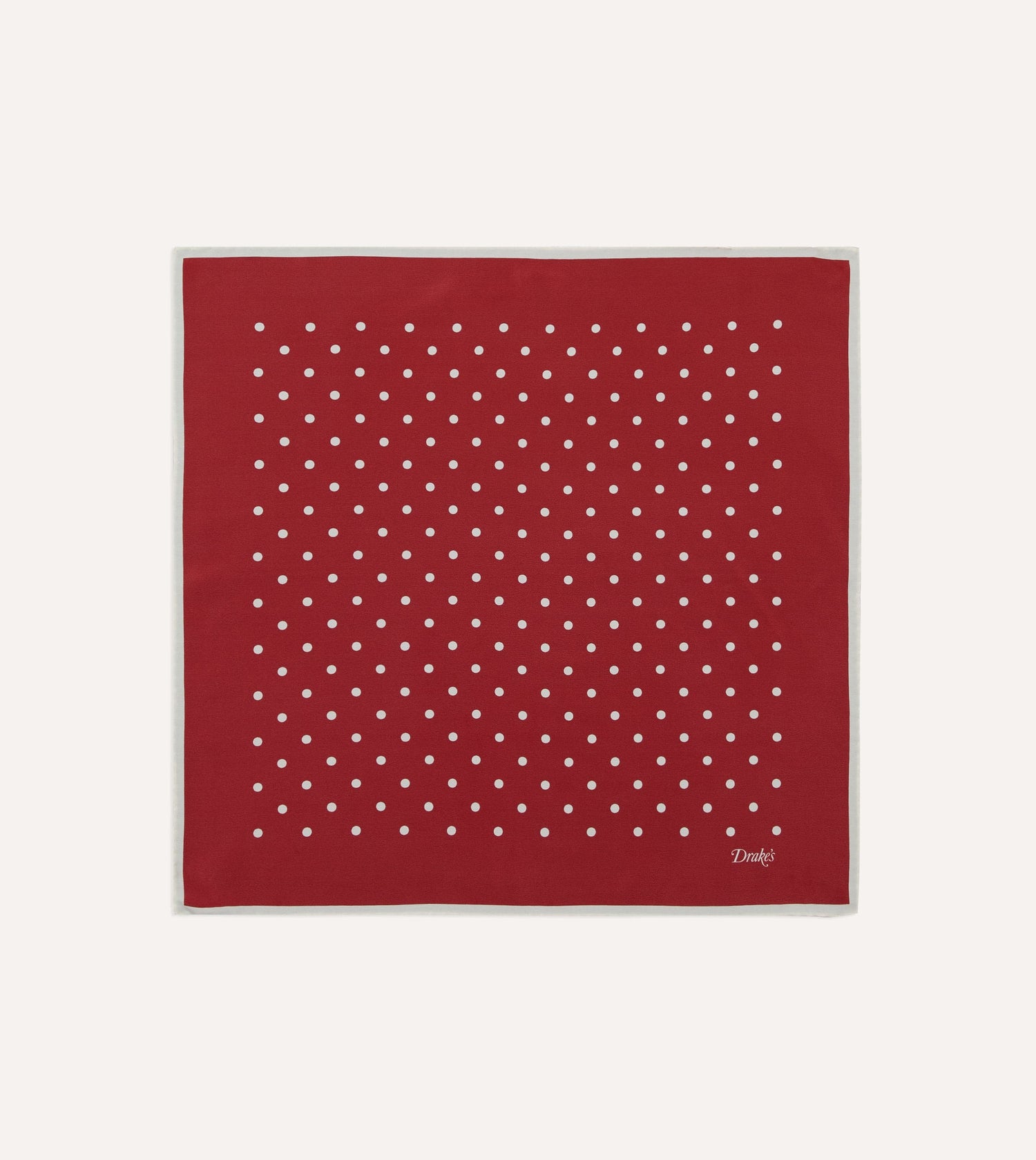 Red Polka Dot Print Silk Pocket Square