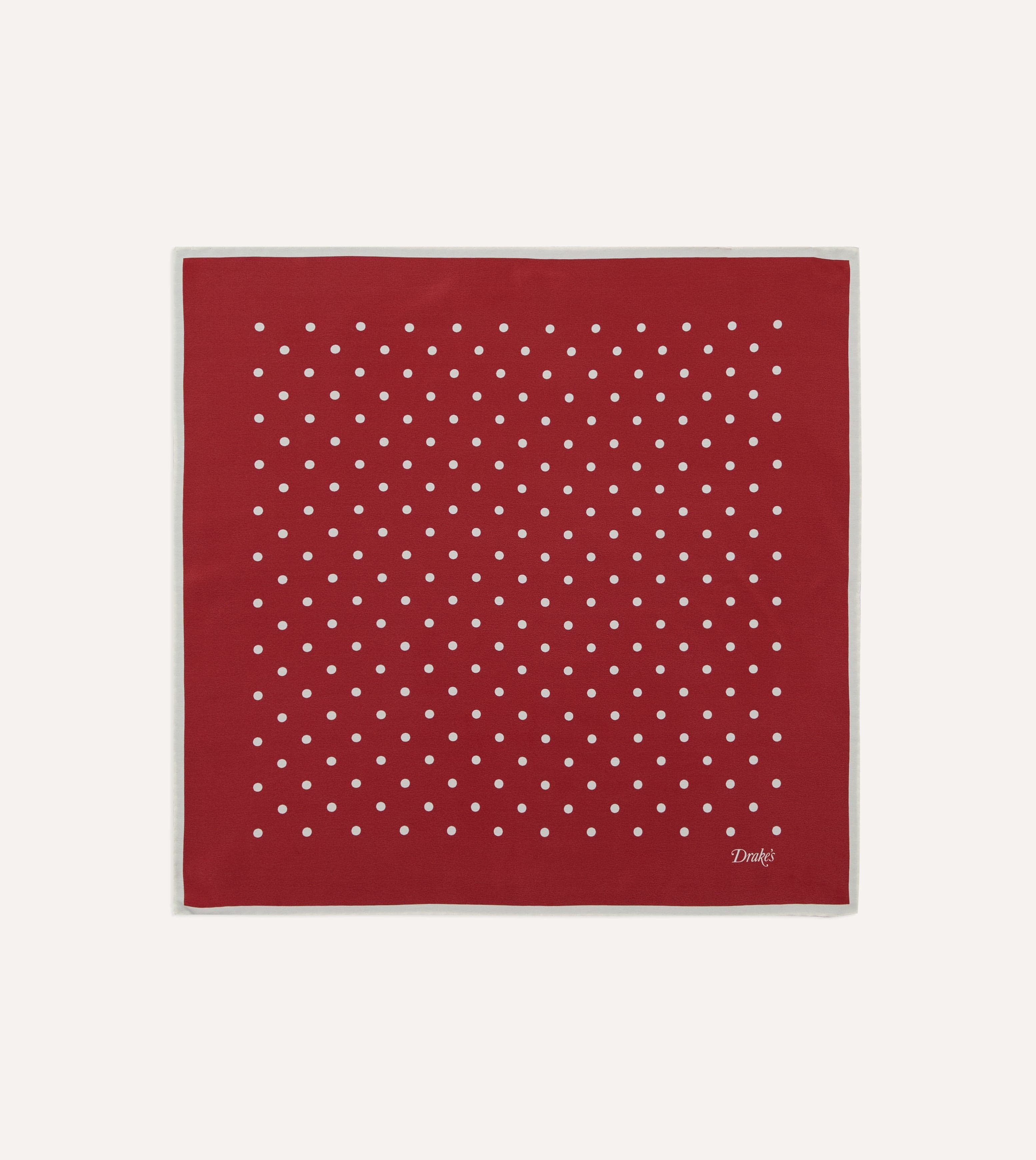 Red Polka Dot Print Silk Pocket Square