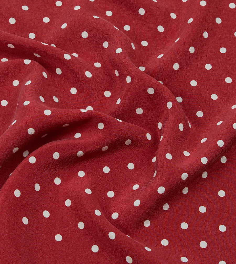 Red Polka Dot Print Silk Pocket Square