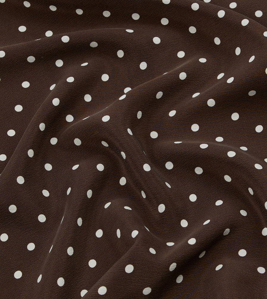 Brown Polka Dot Print Silk Pocket Square