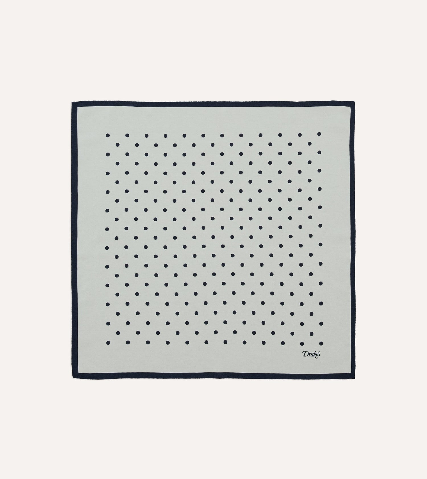 Ecru Polka Dot Print Silk Pocket Square