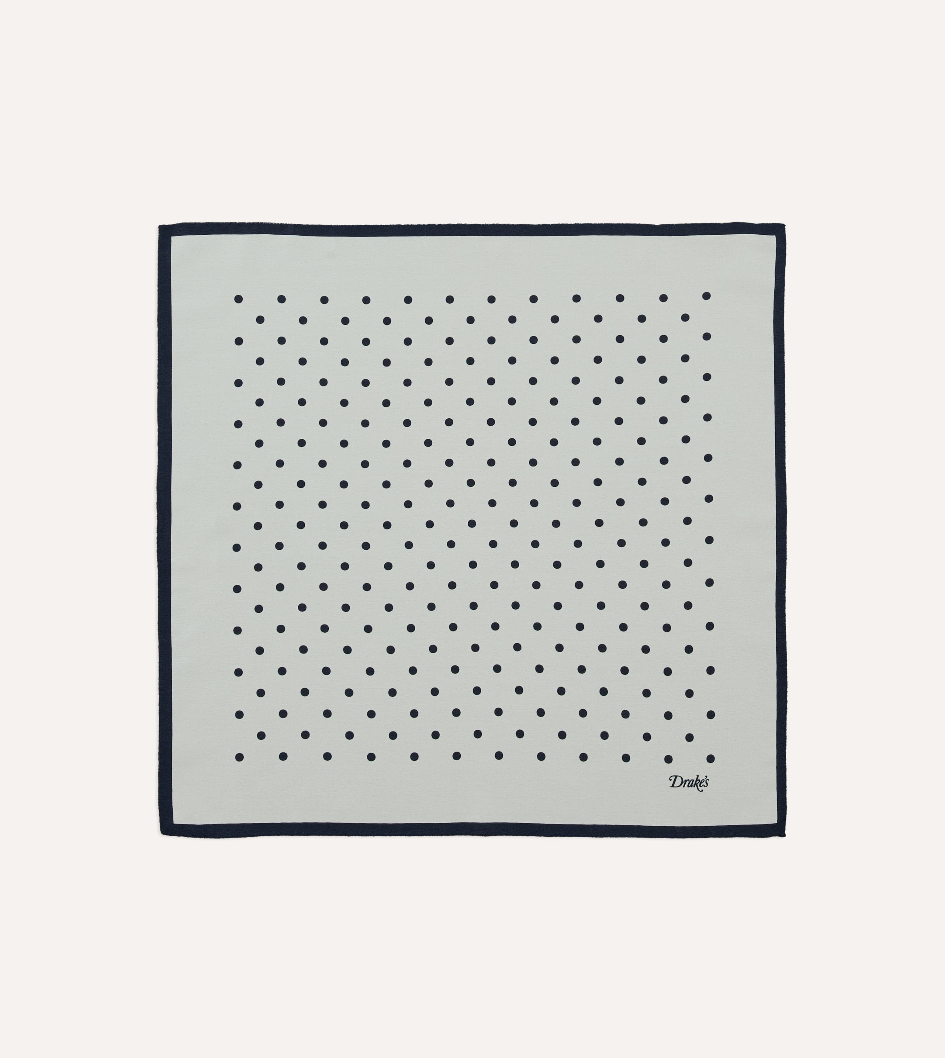 Ecru Polka Dot Print Silk Pocket Square