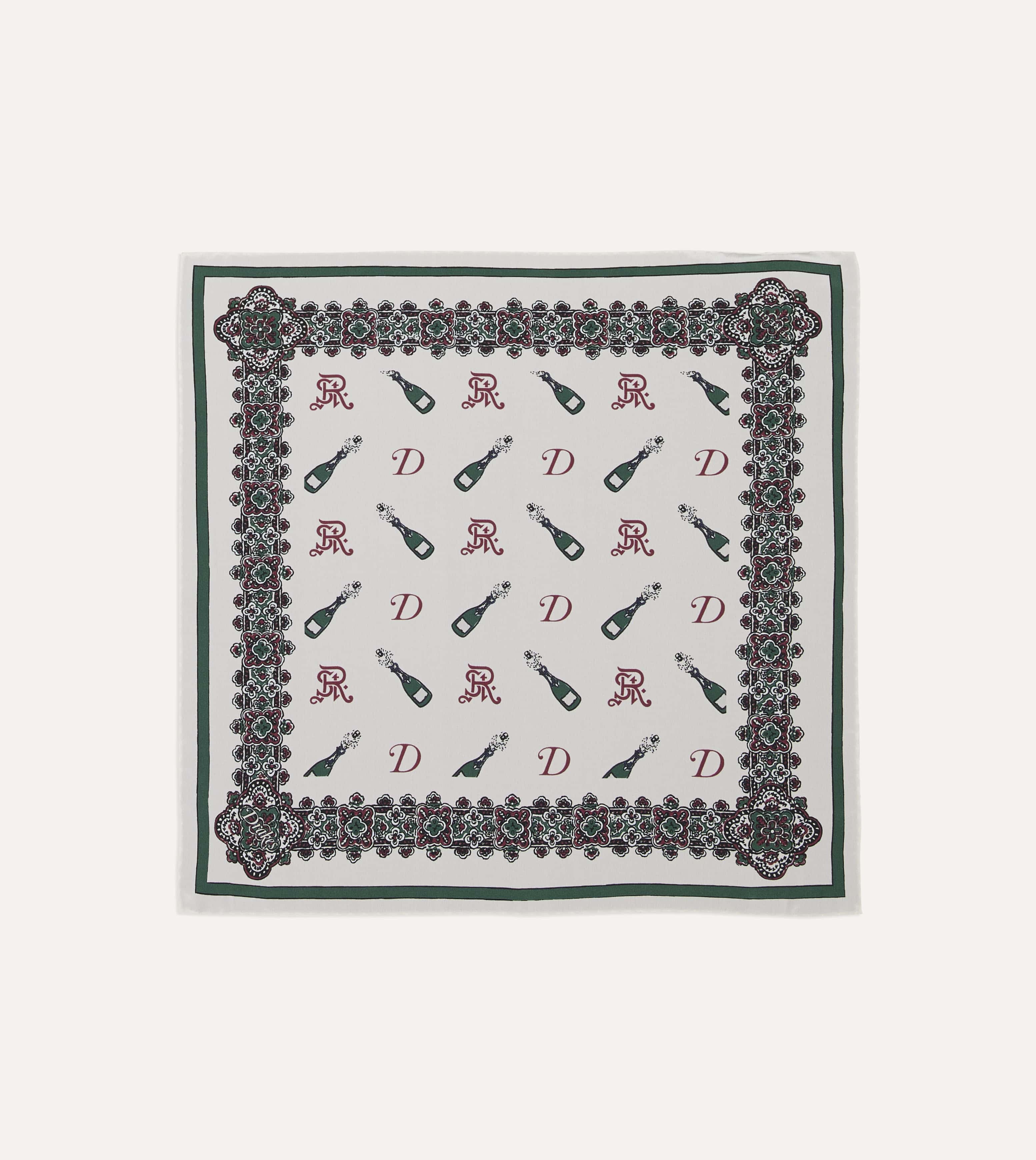 Drake’s for St. Regis Champagne Print Silk Pocket Square